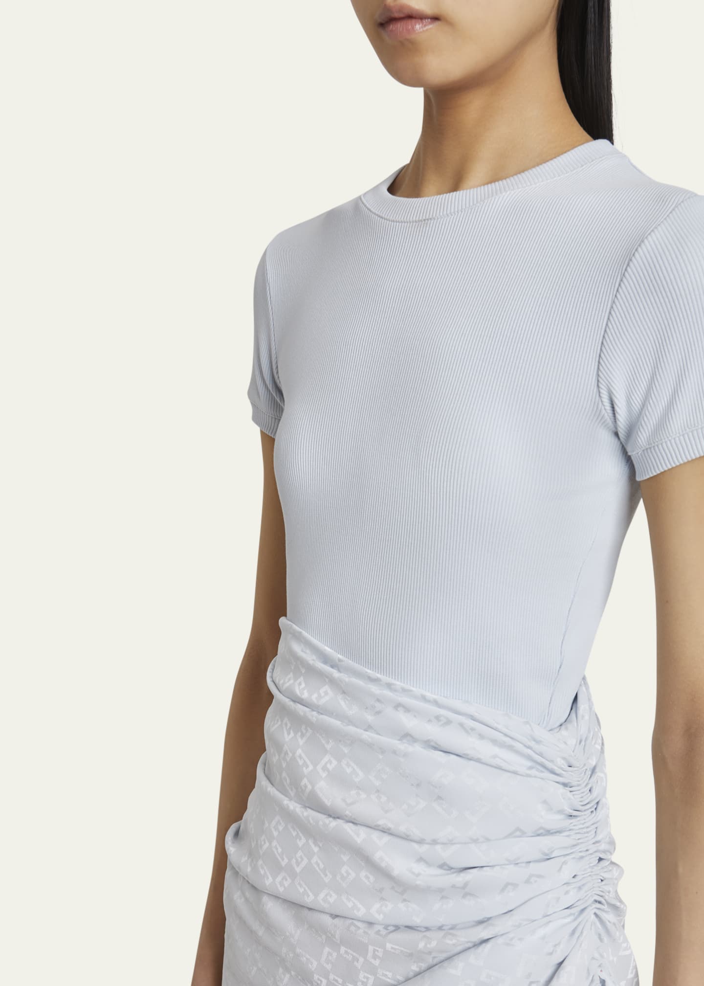 Givenchy Ruched Monogram Draped Silk Midi Dress Image 5 of 5