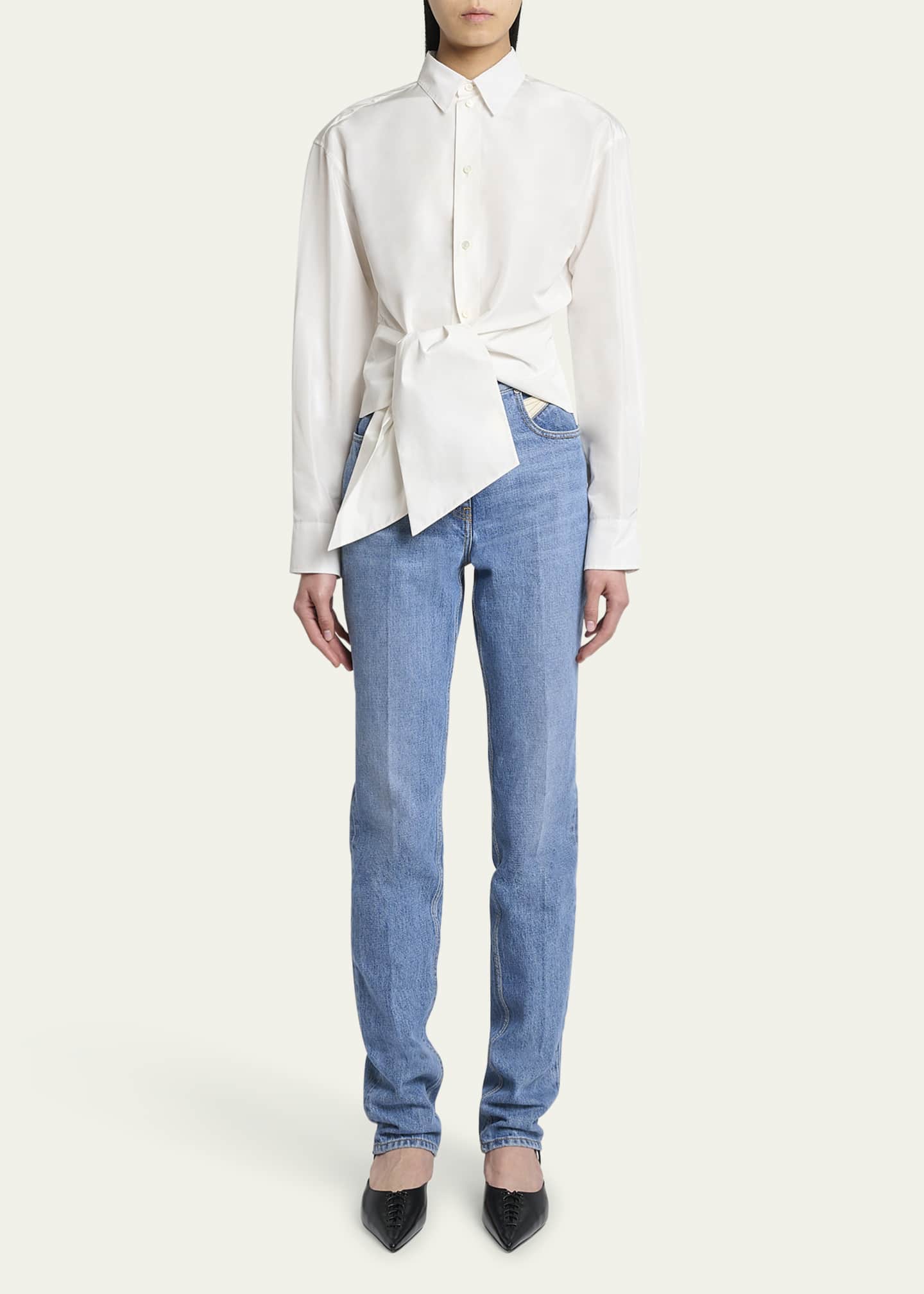Givenchy Bow Button Down Wrap Blouse Image 2 of 5