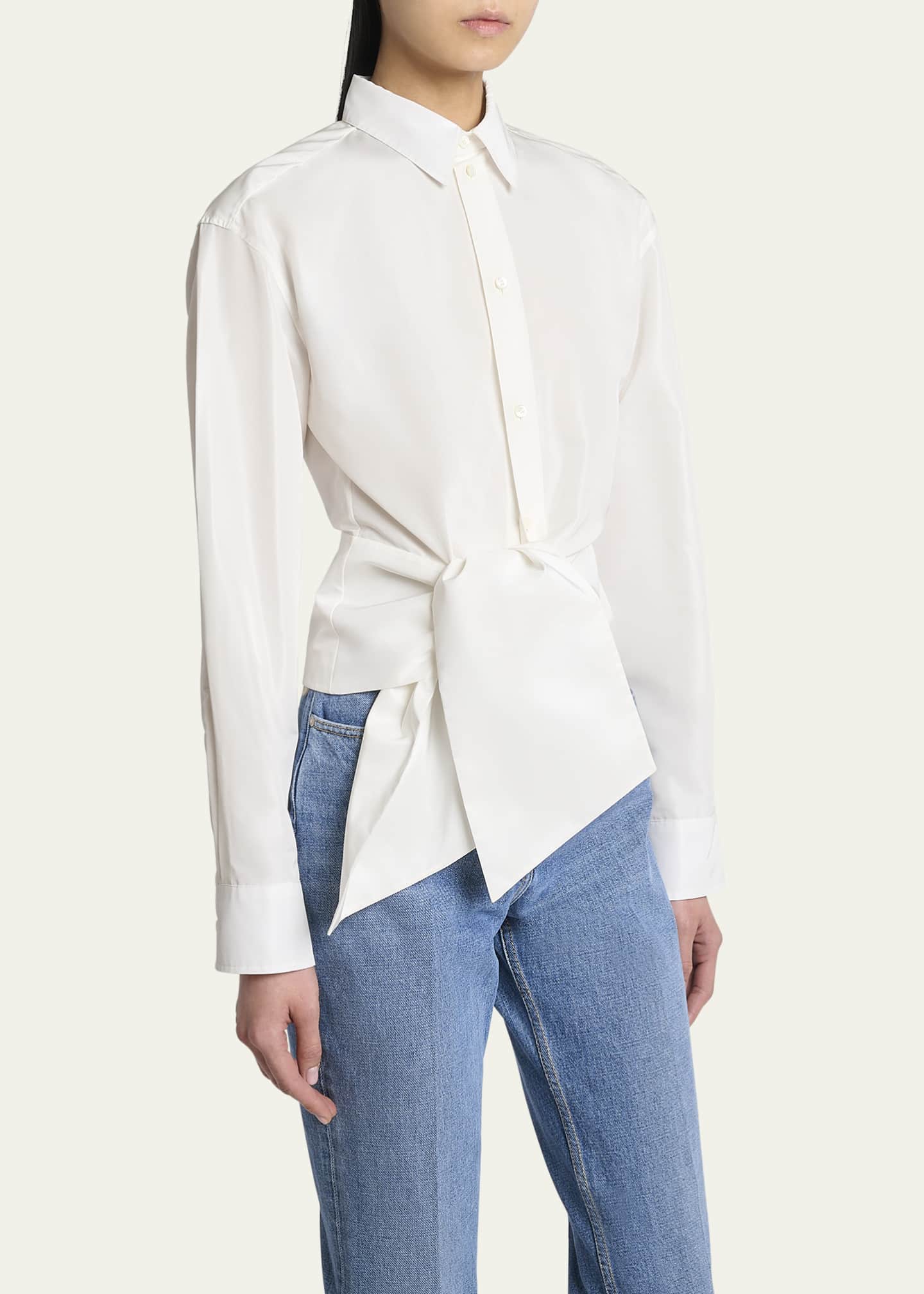 Givenchy Bow Button Down Wrap Blouse Image 4 of 5