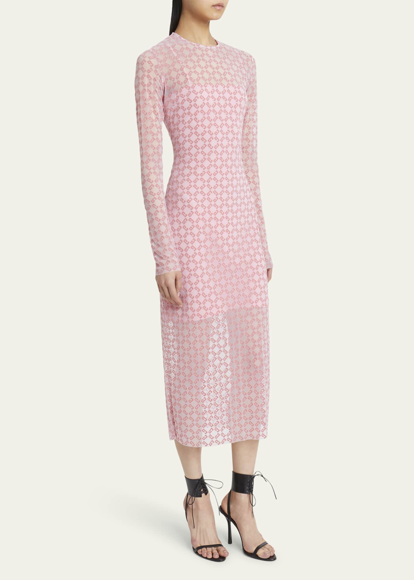 Givenchy Tulle Monogram Long Sleeve Midi Dress - Bergdorf
