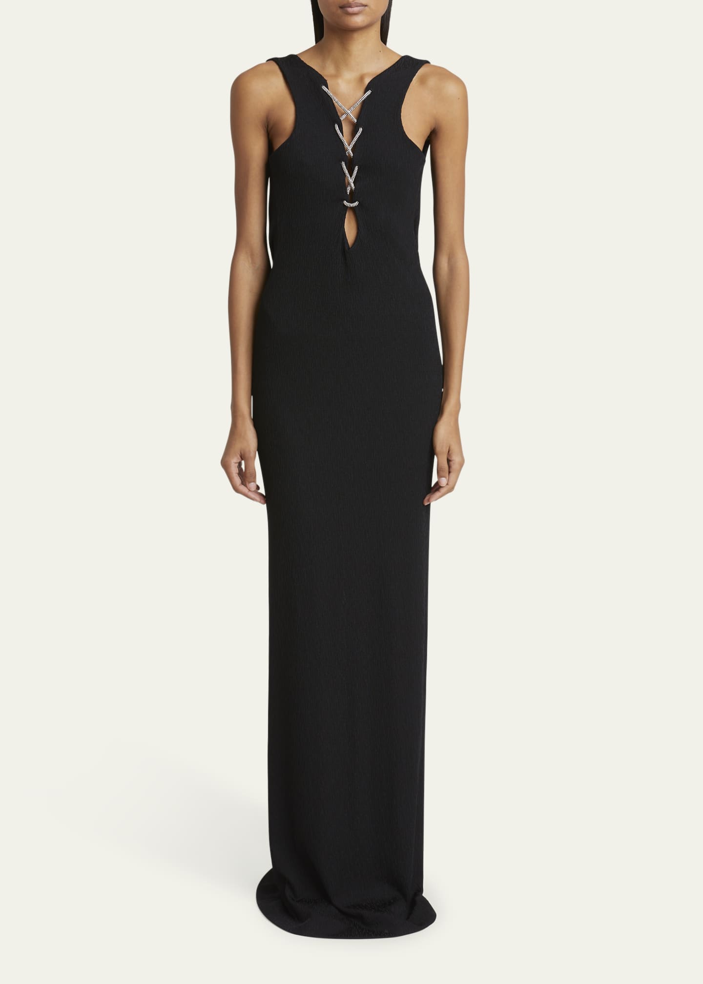 Givenchy Lace-Up Draped Backless Column Gown Image 2 of 5