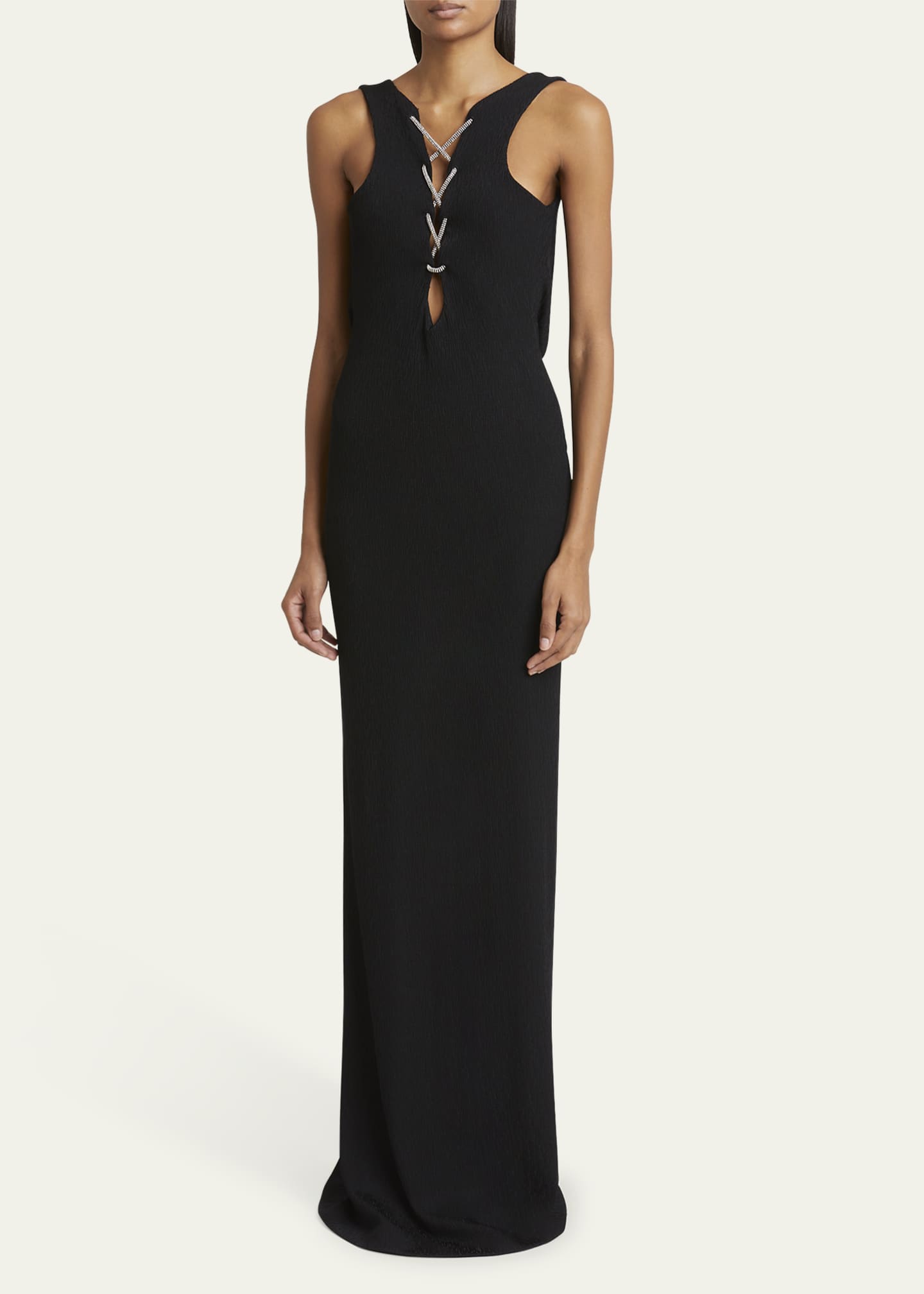 Givenchy Lace-Up Draped Backless Column Gown Image 4 of 5