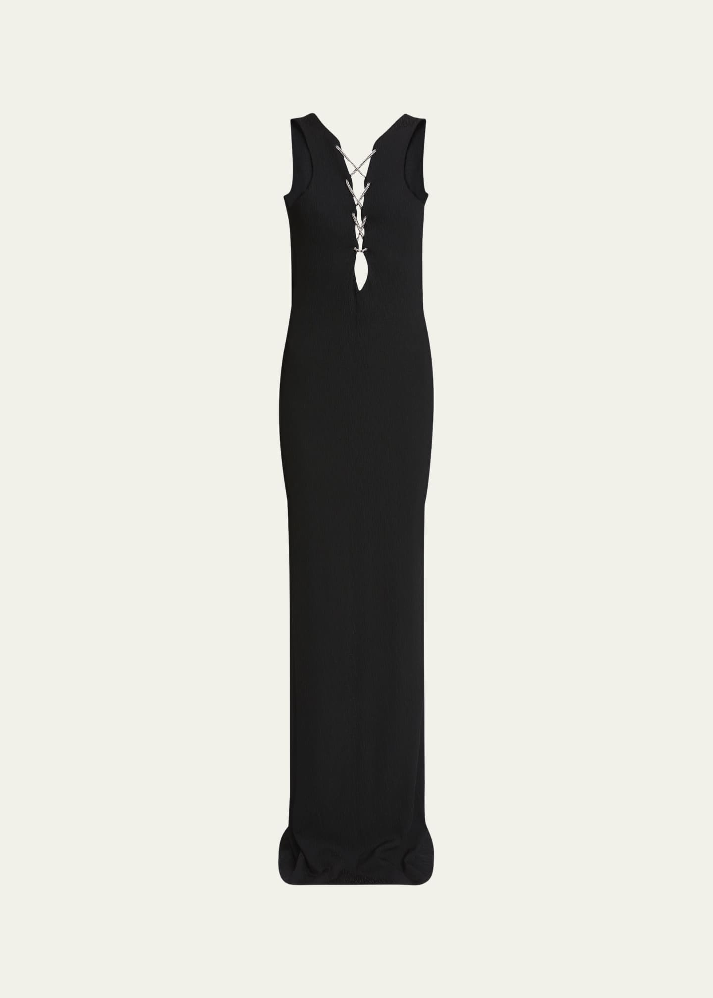 Givenchy Lace-Up Draped Backless Column Gown Image 1 of 5