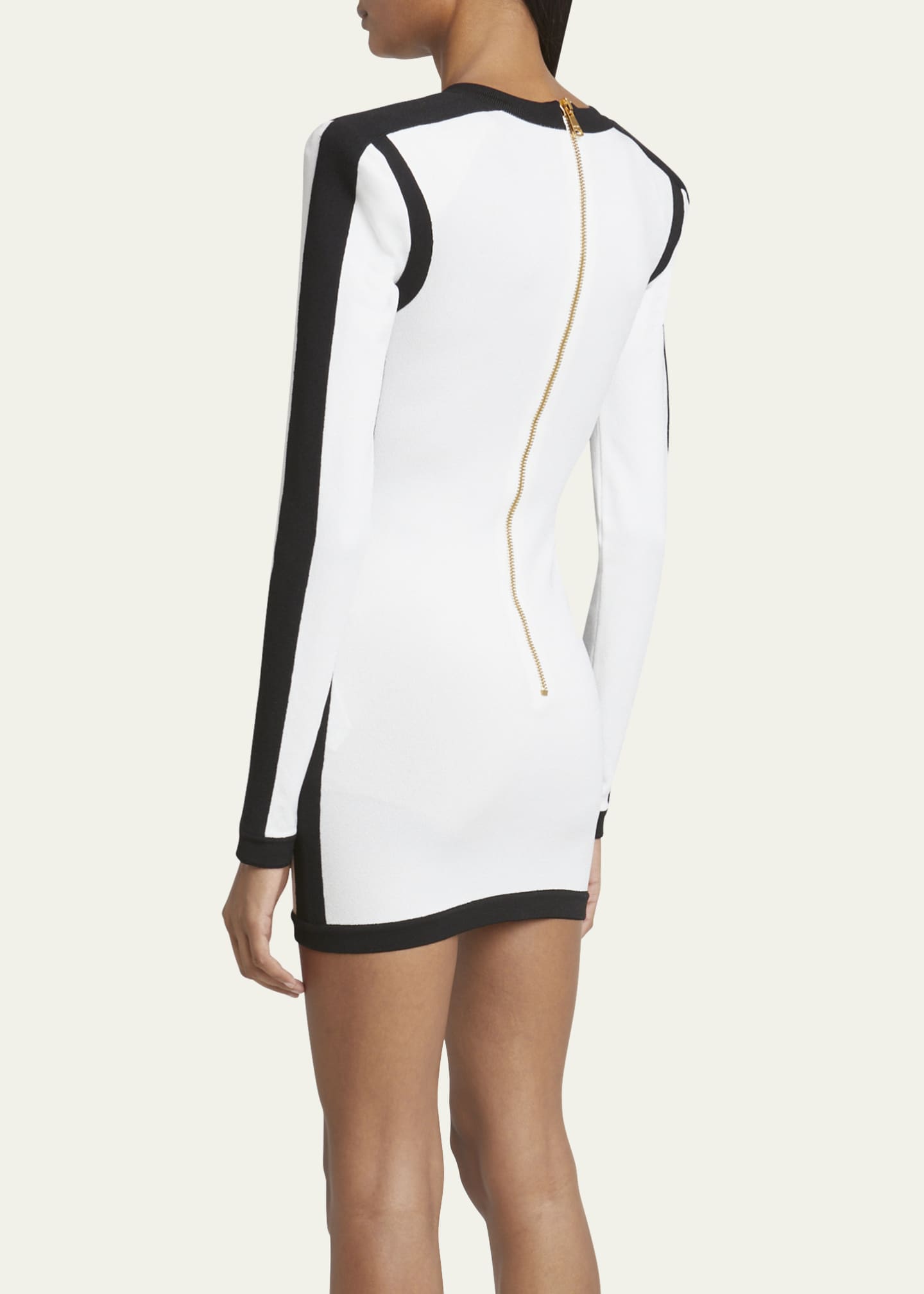 Balmain V-Neck Button Wrap Body-Con Mini Dress Image 3 of 5