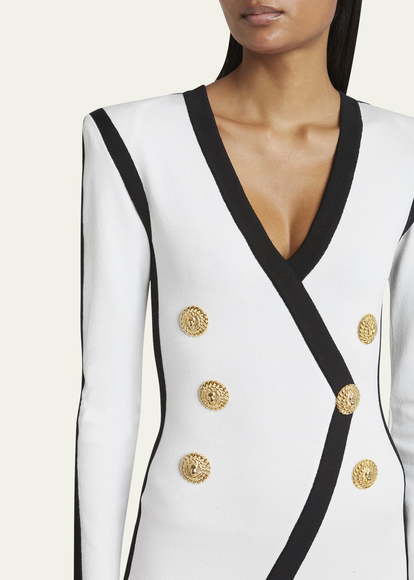 Balmain V-Neck Button Wrap Body-Con Mini Dress Image 5 of 5