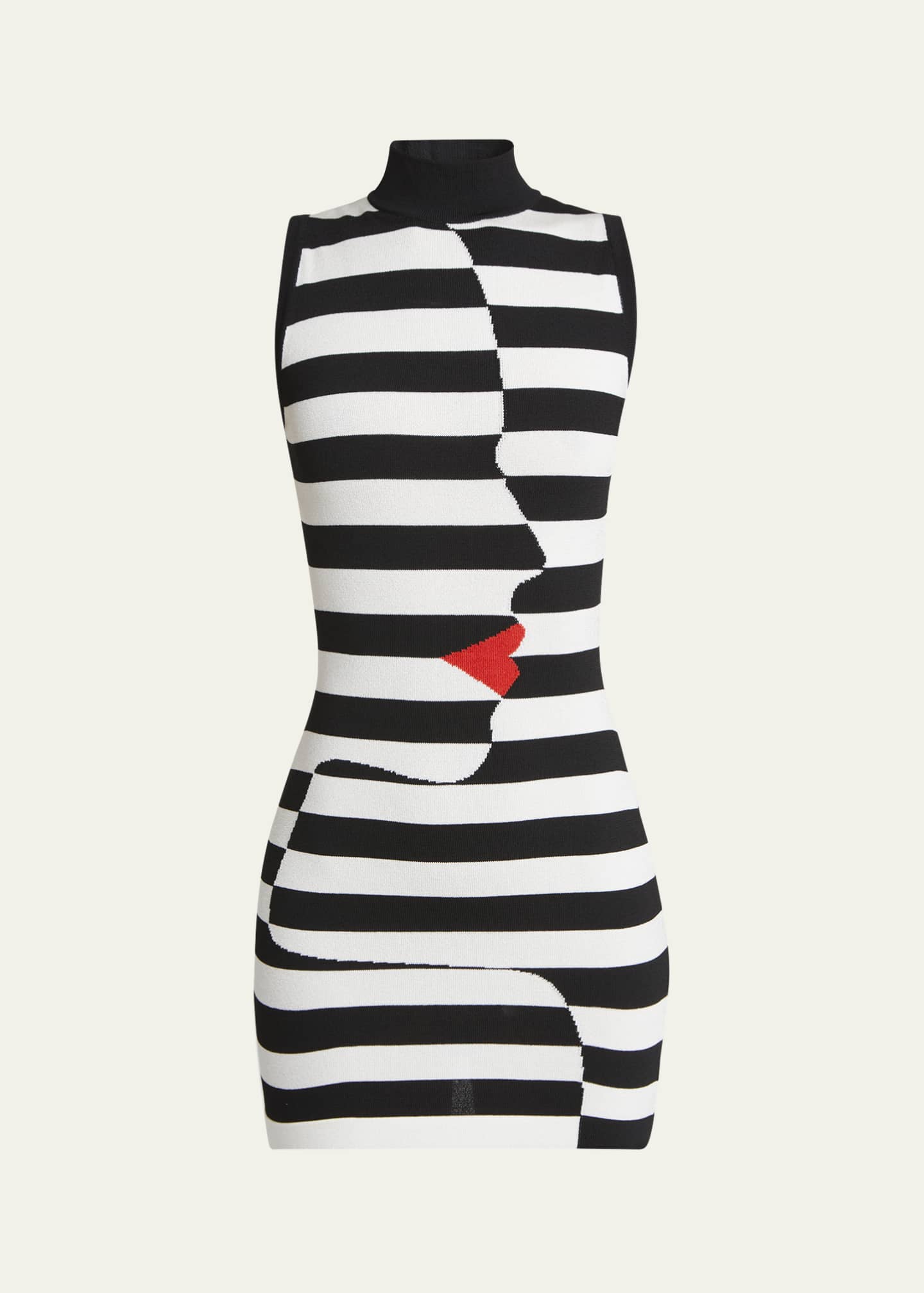 Balmain Face Print Striped Mini Body-Con Dress Image 1 of 5