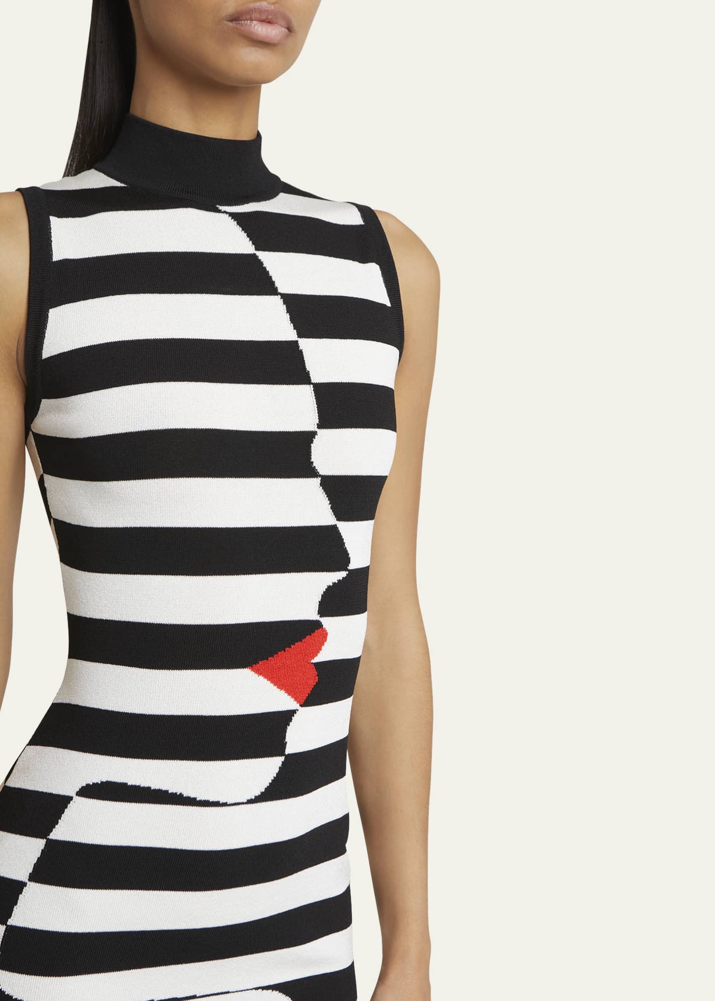 Balmain Face Print Striped Mini Body-Con Dress Image 5 of 5