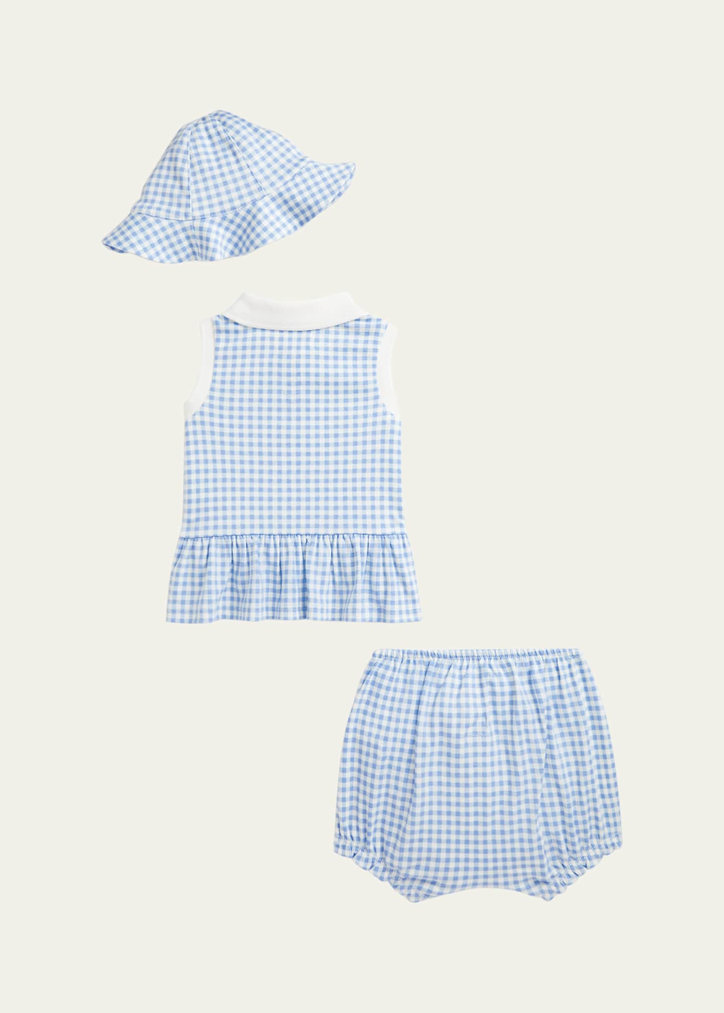 Ralph Lauren Childrenswear Girl's 3-Piece Gingham Polo Shirt and Shorts Set, Size 3M-24M Image 2 of 2