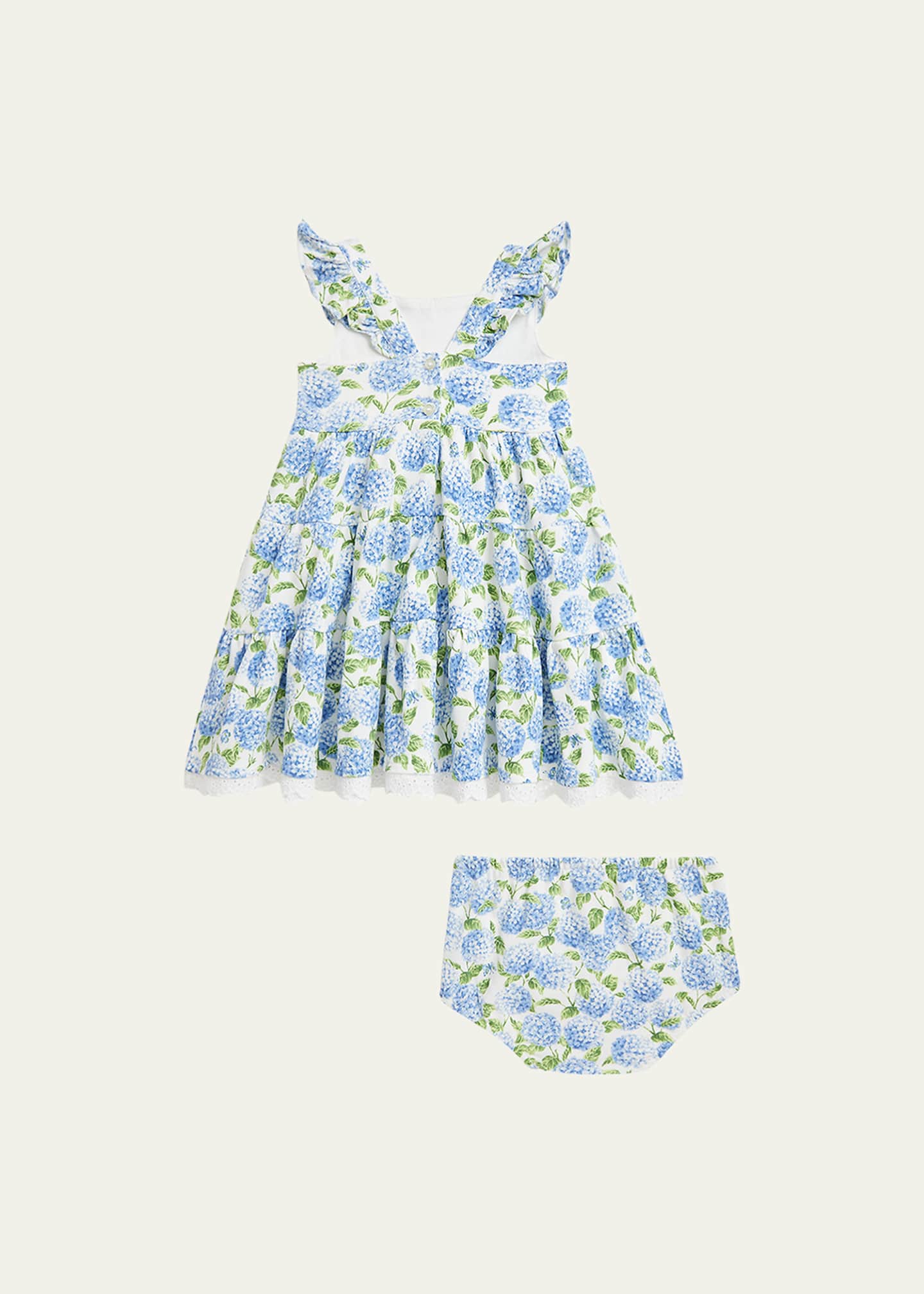 Ralph Lauren Childrenswear Girl's Floral-Print Dress W/ Bloomers, Size 3M-24M Image 2 of 2