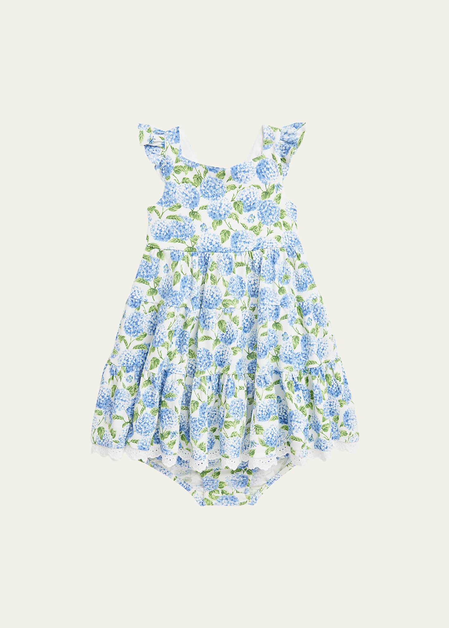 Ralph Lauren Childrenswear Girl's Floral-Print Dress W/ Bloomers, Size 3M-24M Image 1 of 2