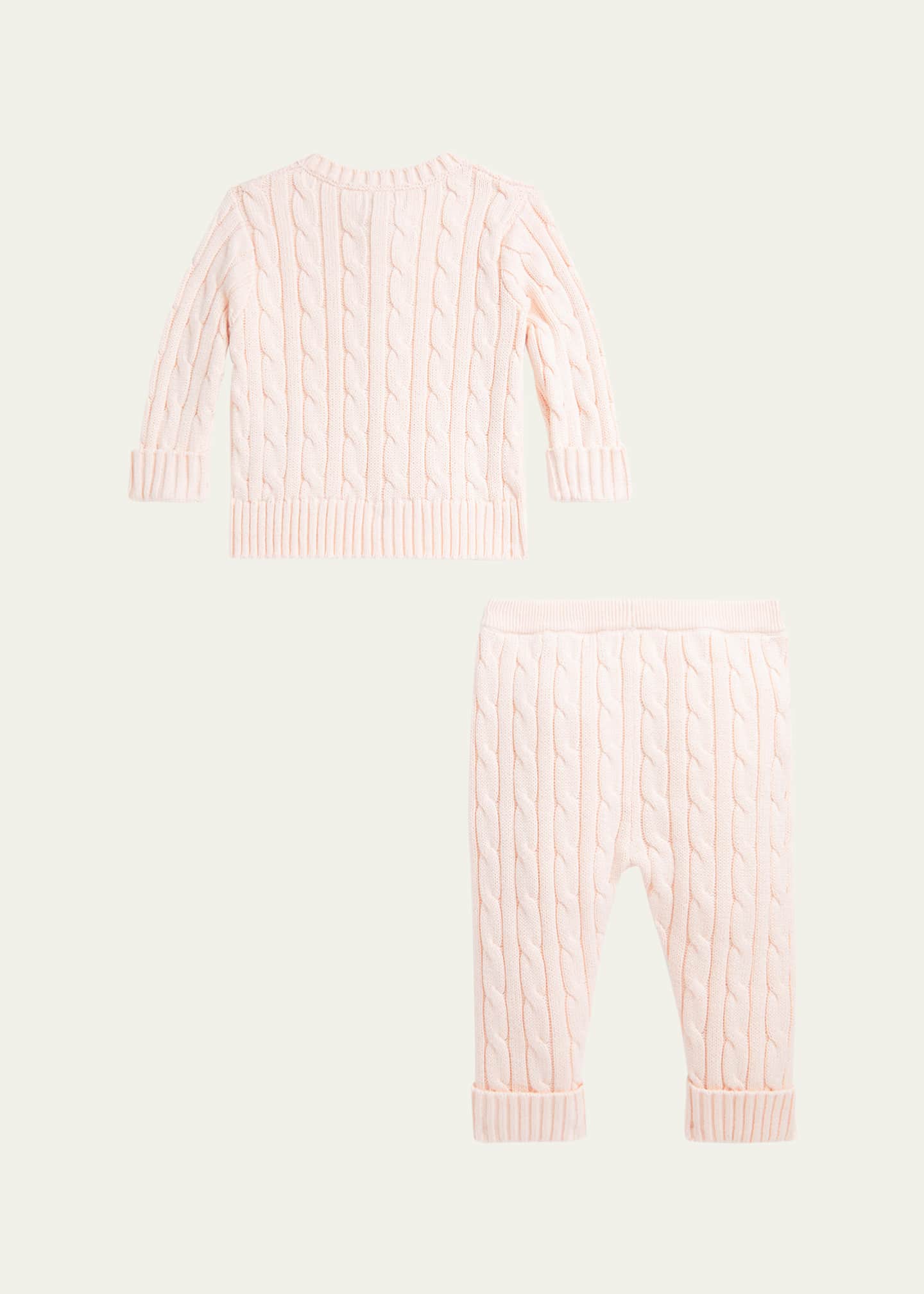 Ralph Lauren Childrenswear Kid's Cotton Cable Knit Sweater & Pants Set, Size Newborn-24M Image 2 of 2