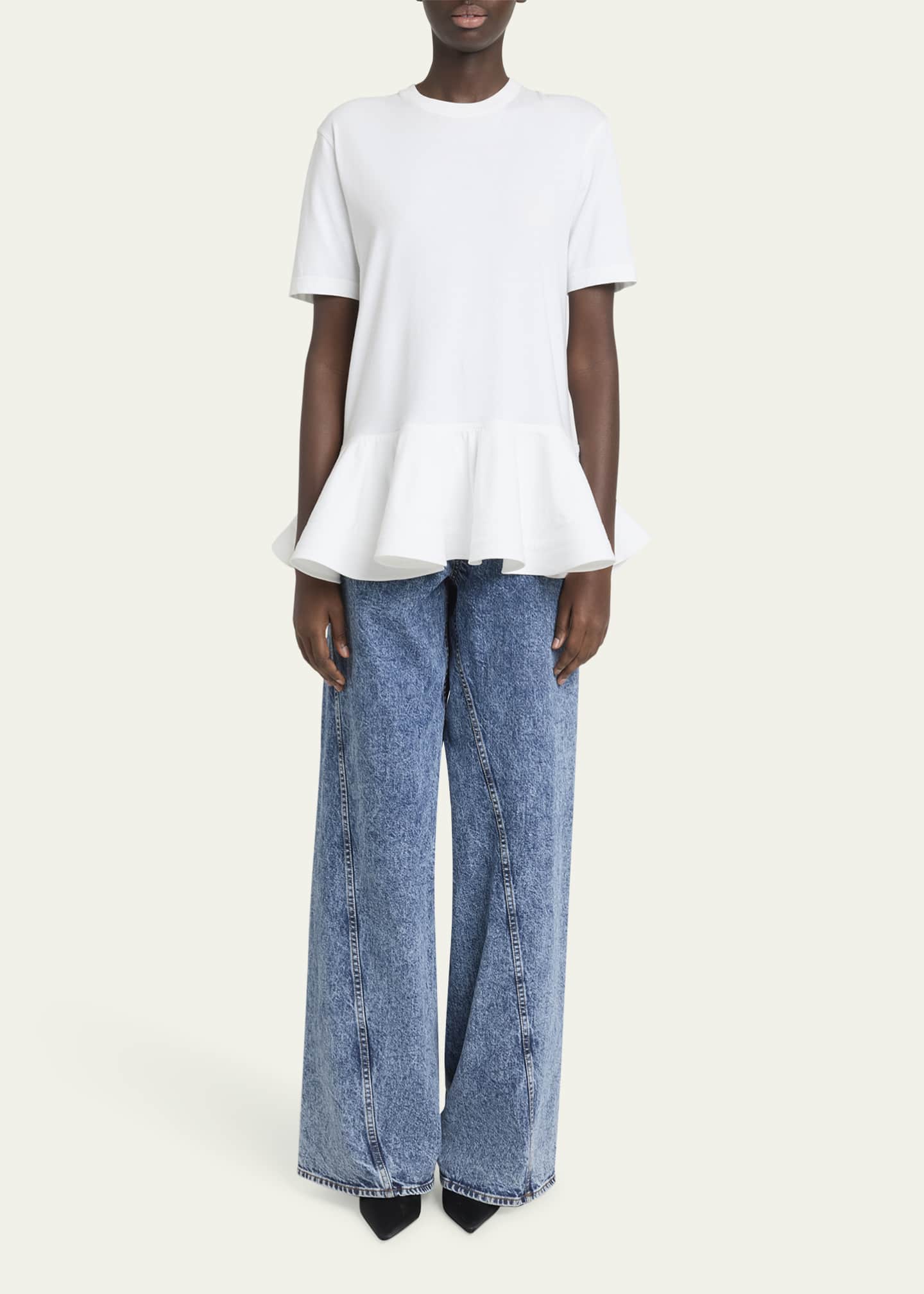ALAIA Short-Sleeve Peplum T-Shirt Image 2 of 5