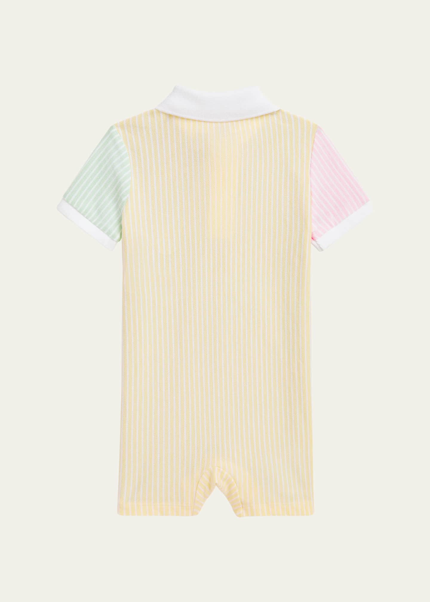 Ralph Lauren Childrenswear Boy's Stripe Colorblock Oxford Shortall, Size 3M-12M Image 2 of 2