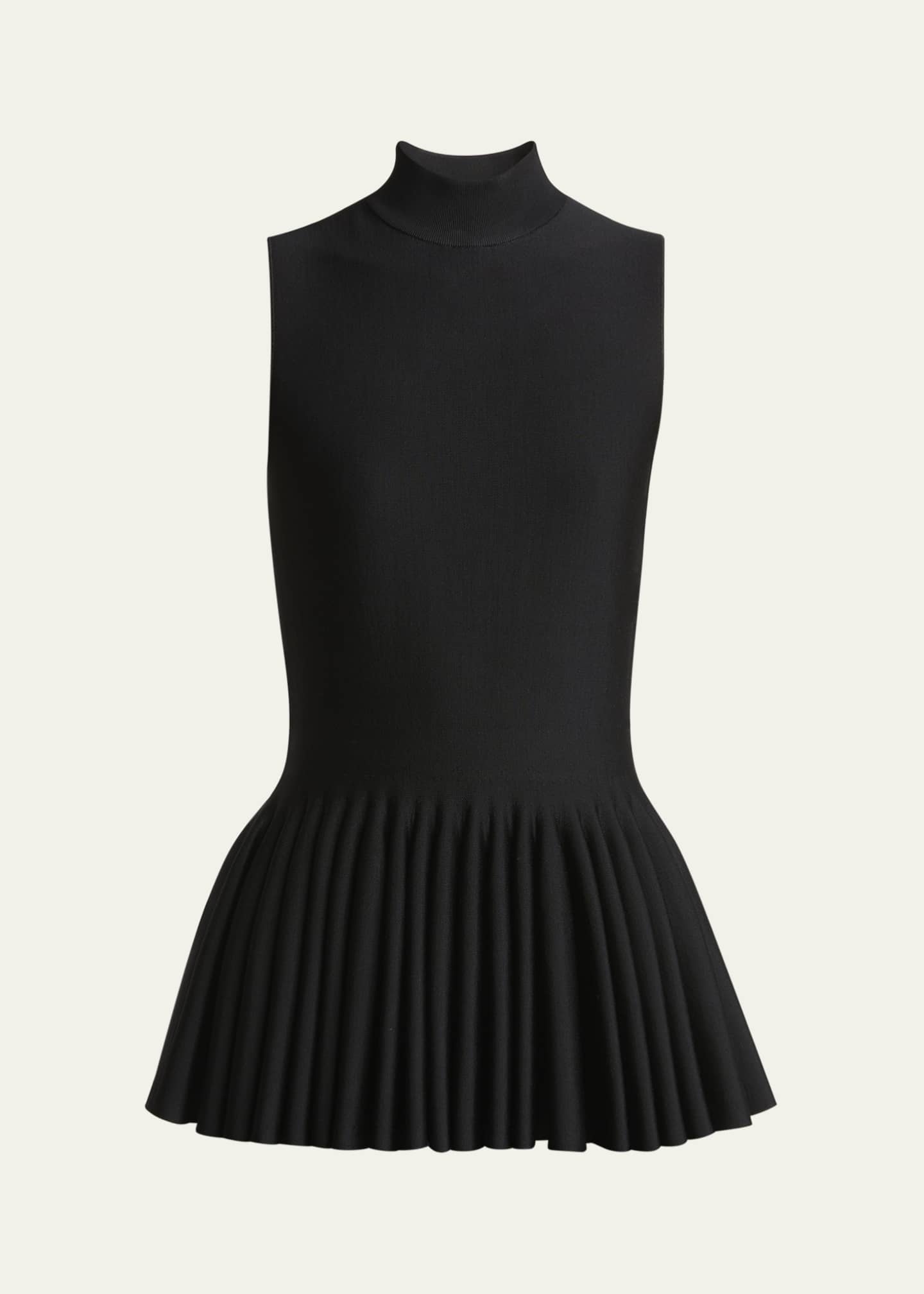 ALAIA High-Neck Pleated Peplum Top Image 1 of 5