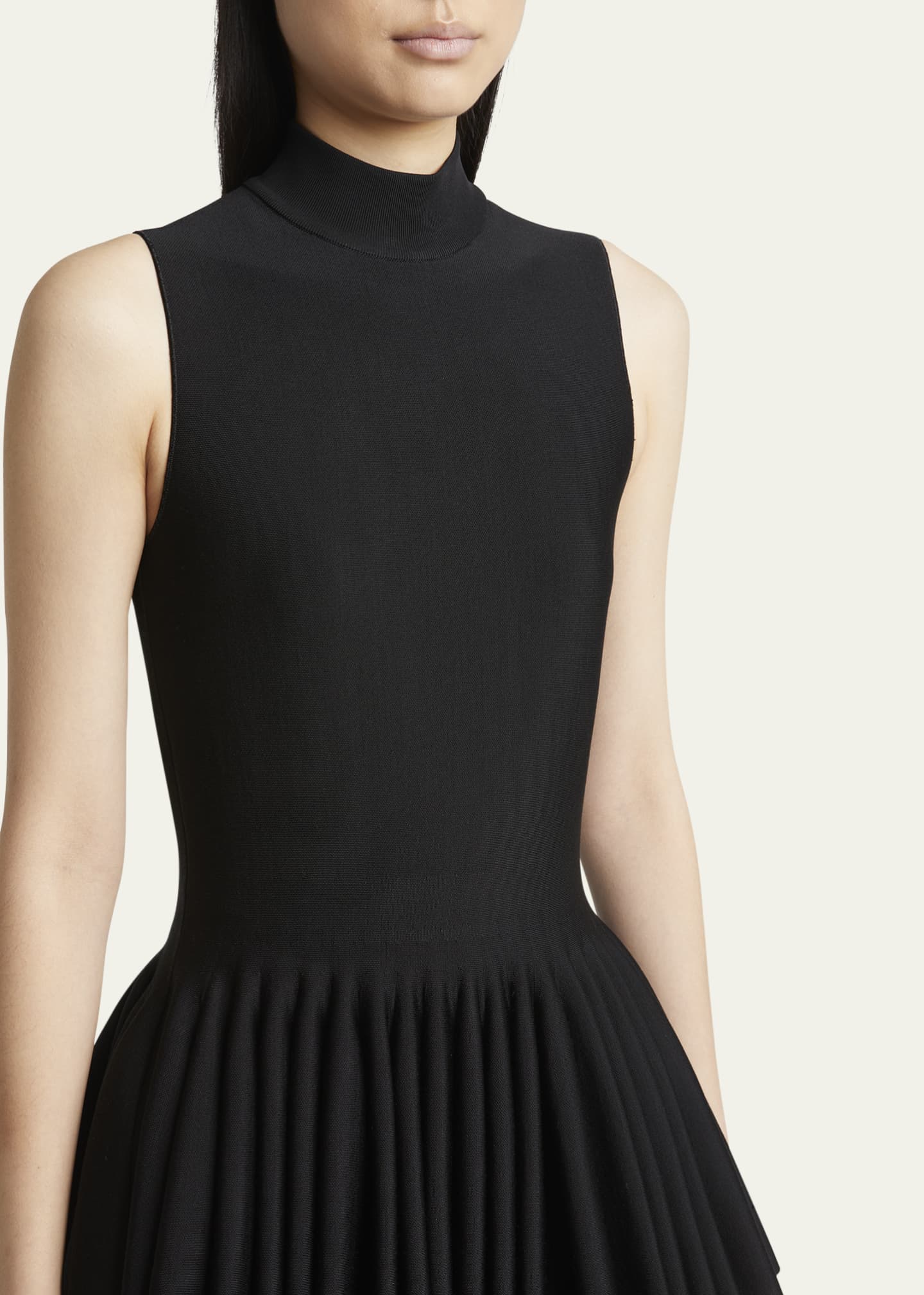 ALAIA High-Neck Pleated Peplum Top Image 5 of 5