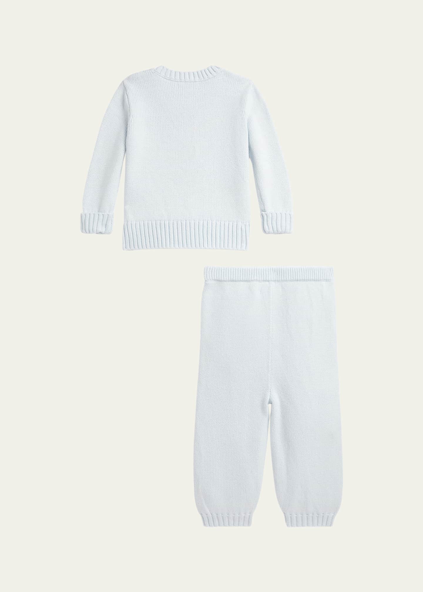 Ralph Lauren Childrenswear Boy's Flag Bear Intarsia Knit Sweater and Pants Set, Size 3M-24M Image 2 of 2