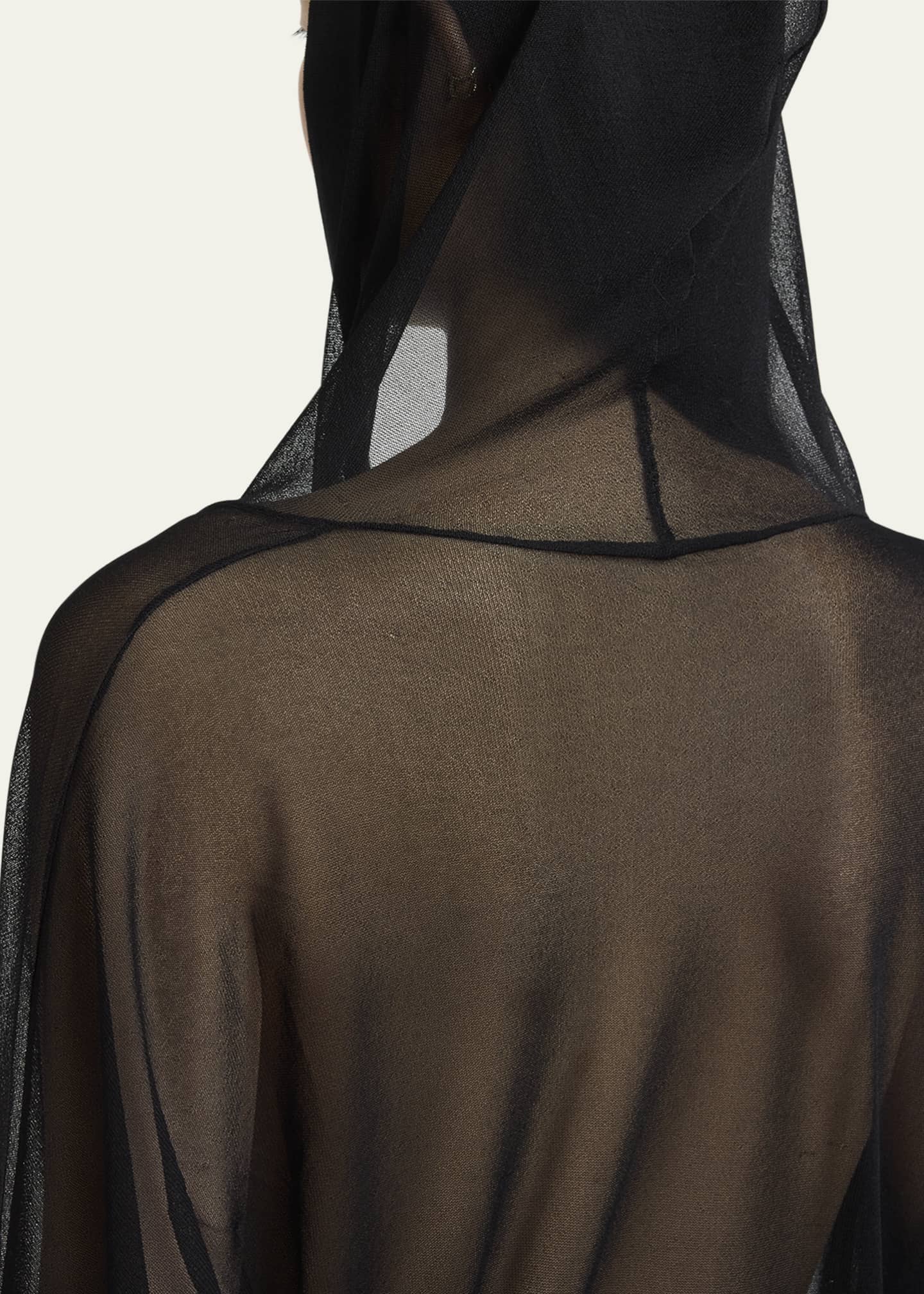 ALAIA Sheer V-Neck Hooded Bodysuit - Bergdorf Goodman