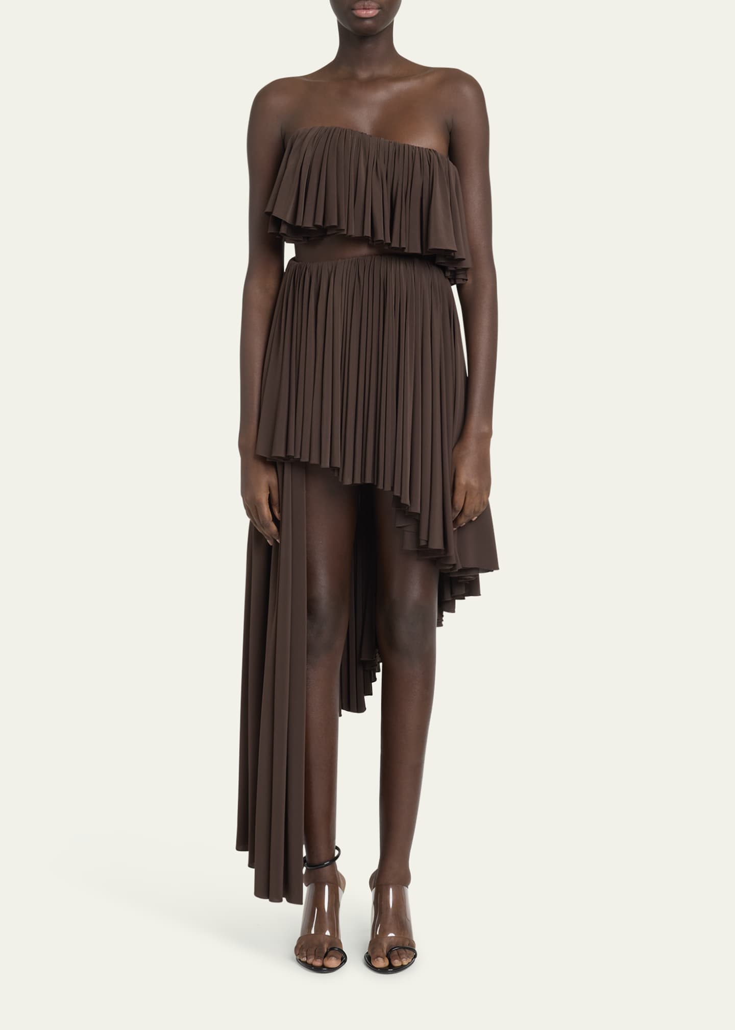 Strapless Ruffle Spiral Cutout Dress