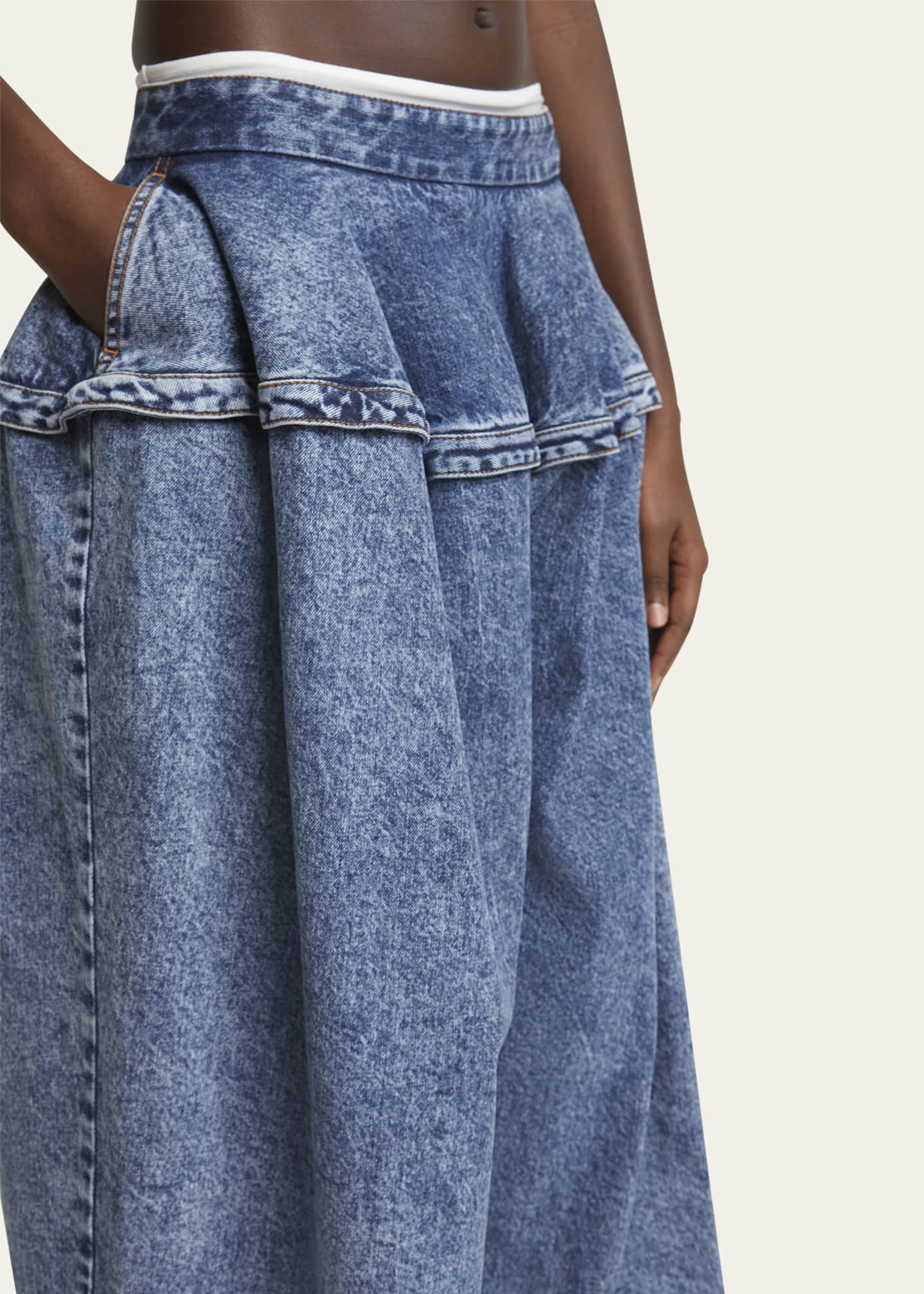 ALAIA Peplum Denim Baggy Pants Image 5 of 5
