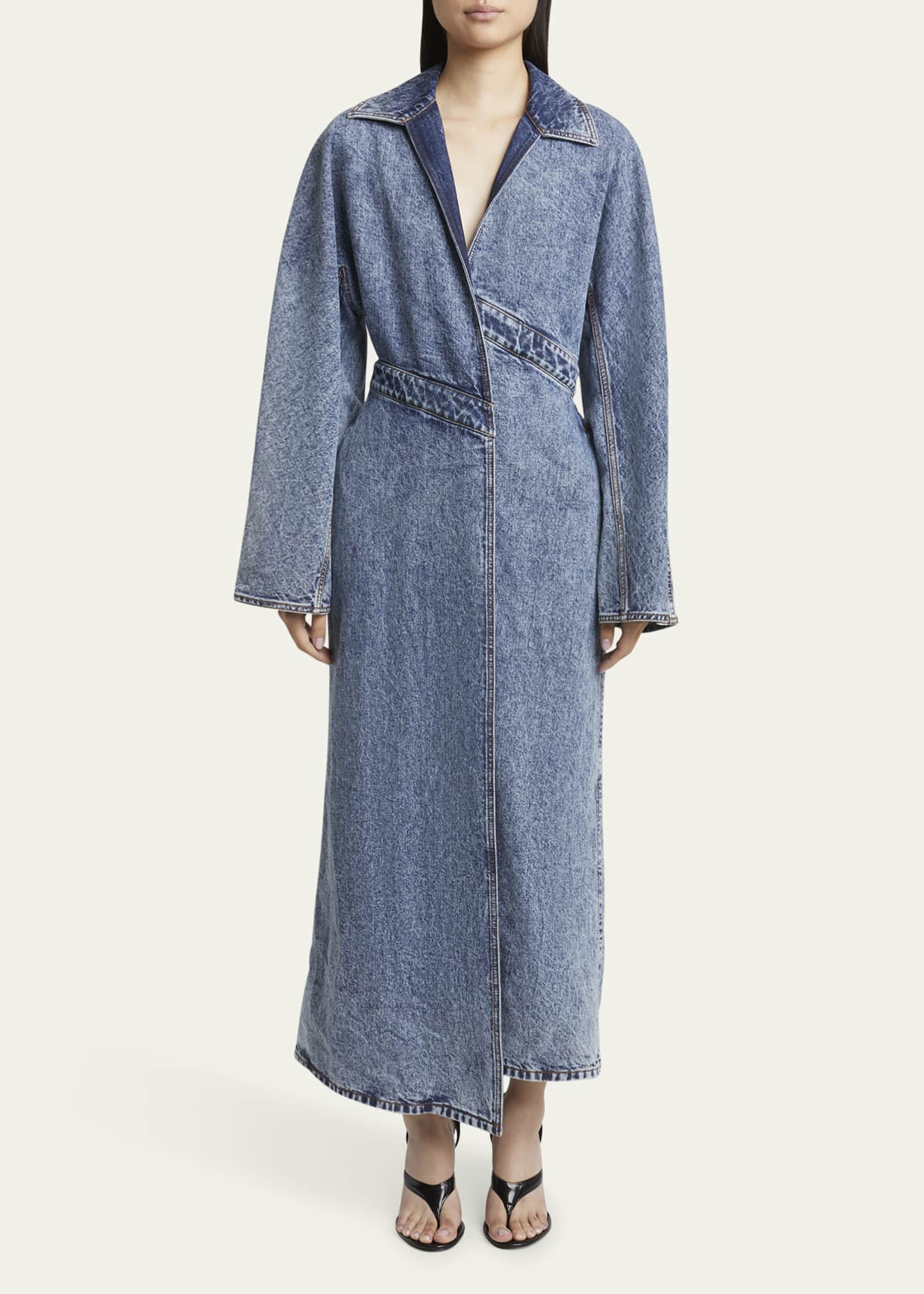ALAIA Wrap Denim Trench Coat Image 2 of 5