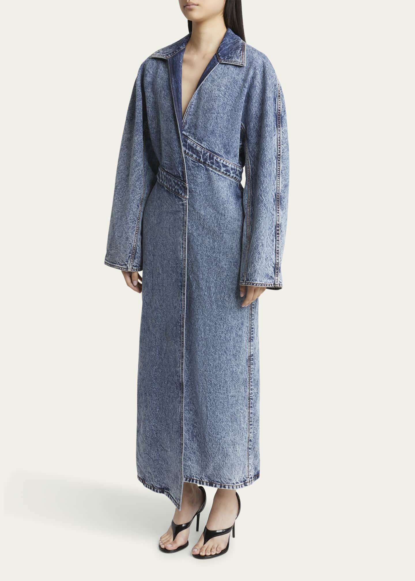 ALAIA Wrap Denim Trench Coat Image 4 of 5