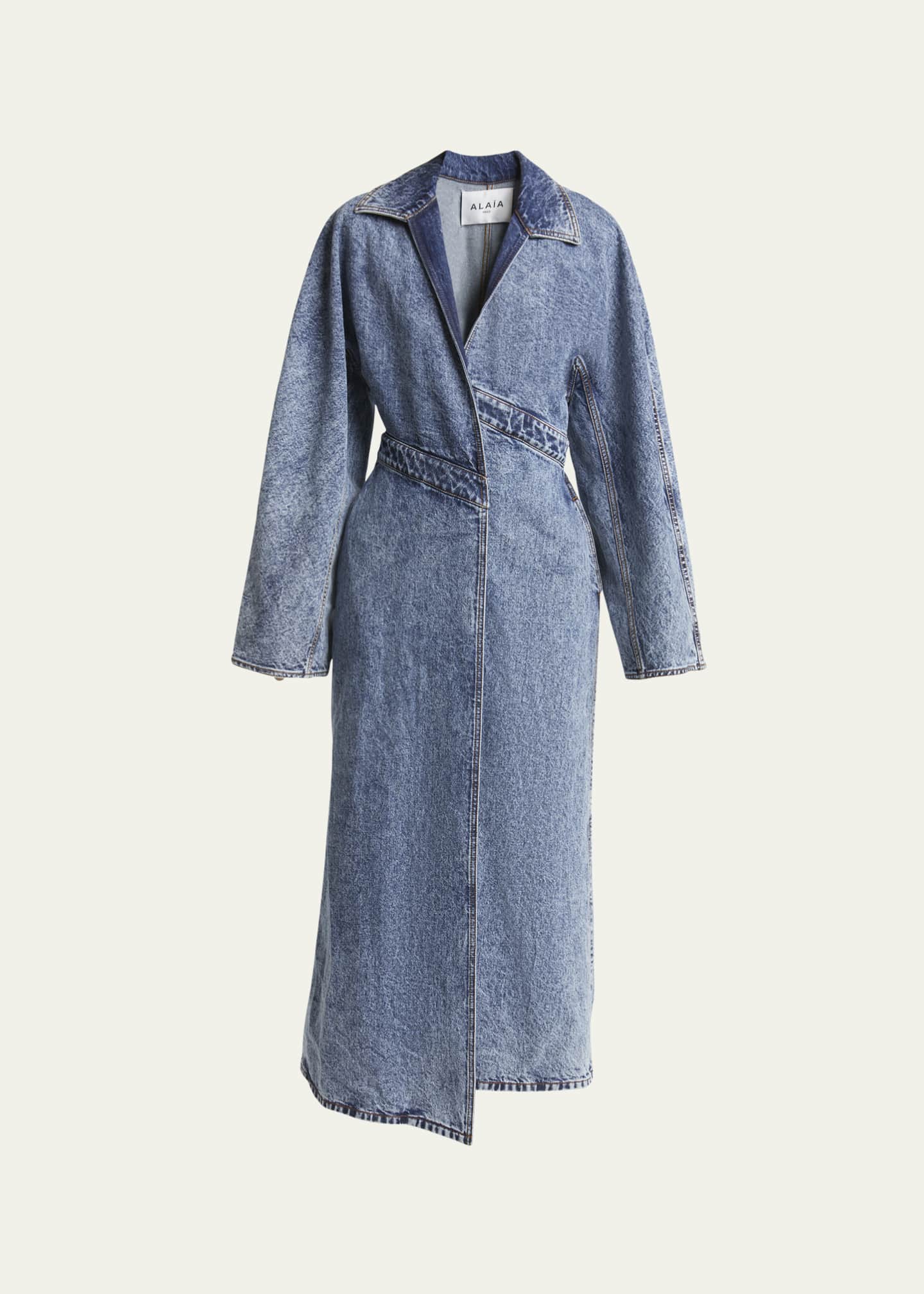 ALAIA Wrap Denim Trench Coat Image 1 of 5