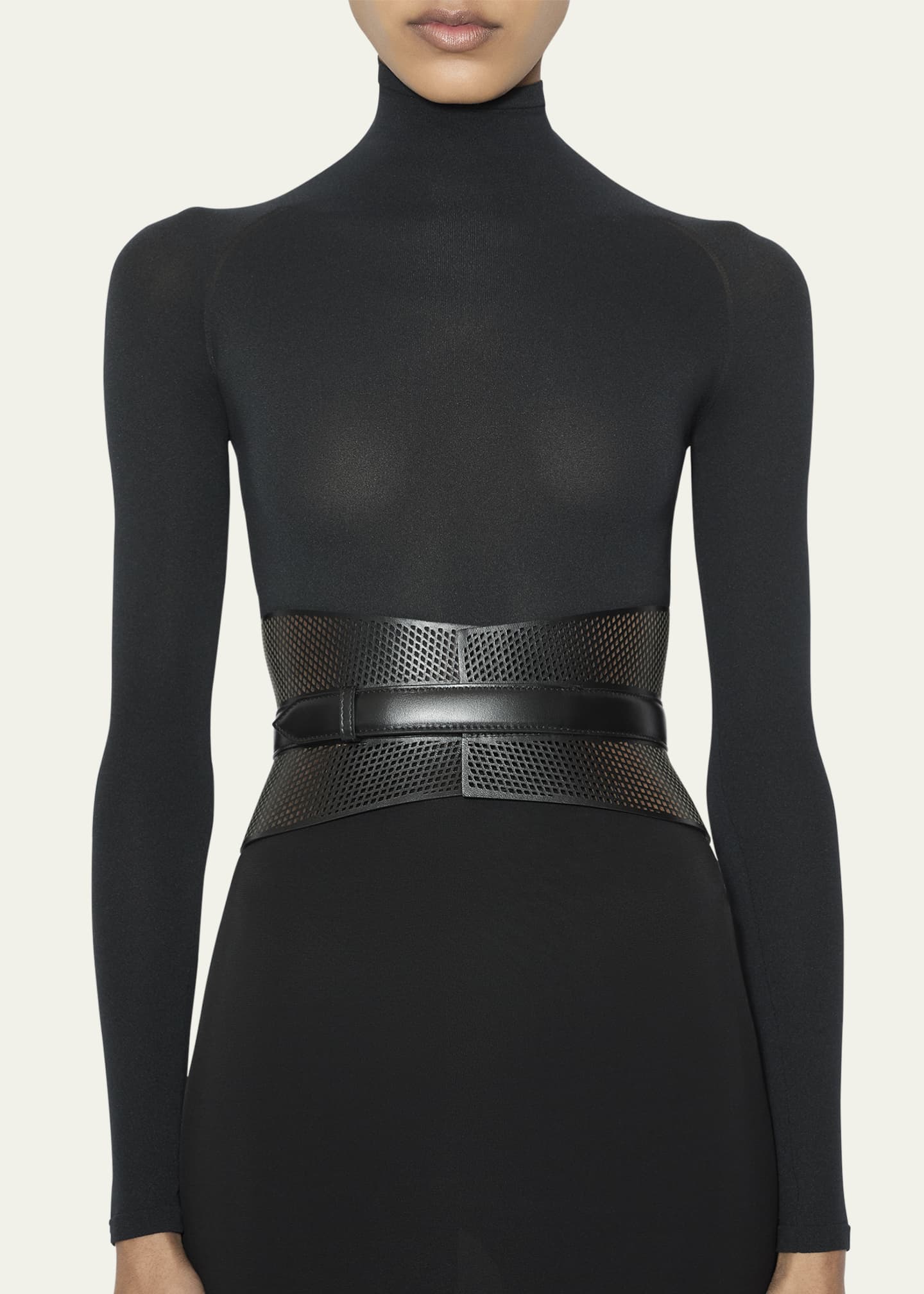 ALAIA Curved Wide Bustier Leather Belt Image 2 of 3