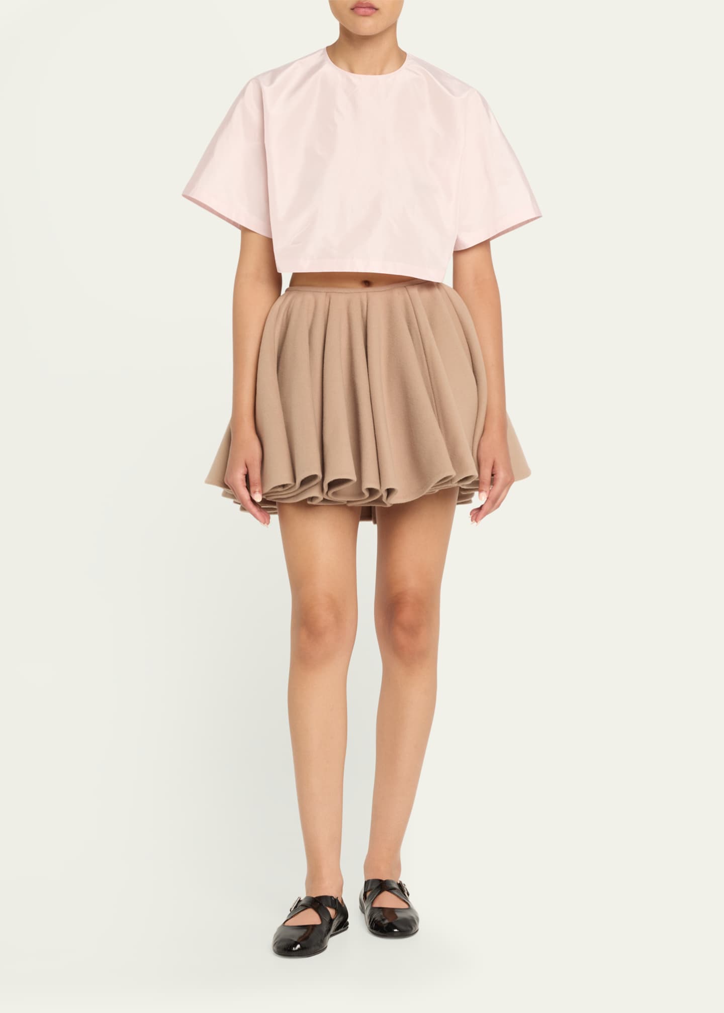 ALAIA Cropped Silk Taffeta T-Shirt Image 2 of 5