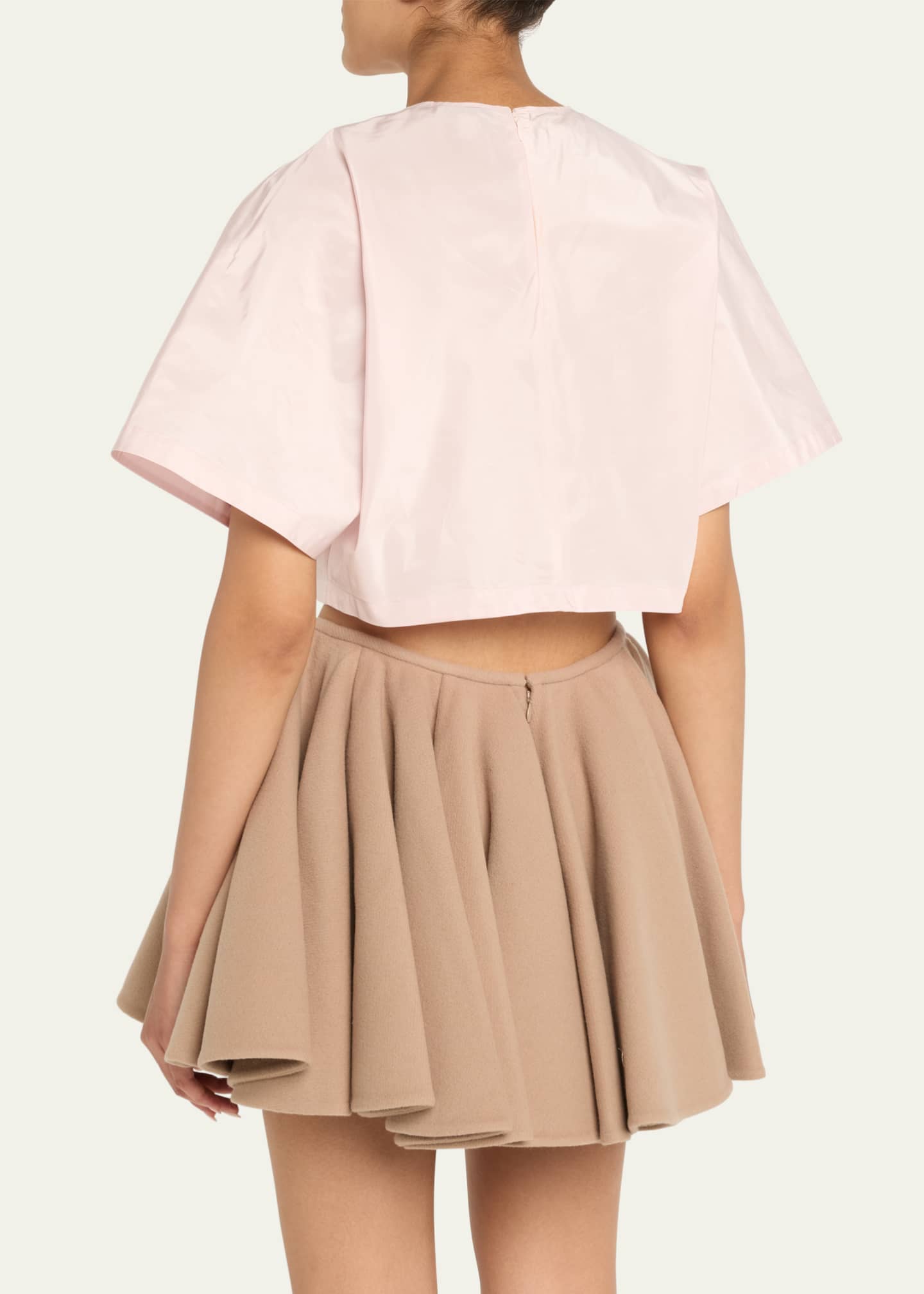 ALAIA Cropped Silk Taffeta T-Shirt Image 3 of 5