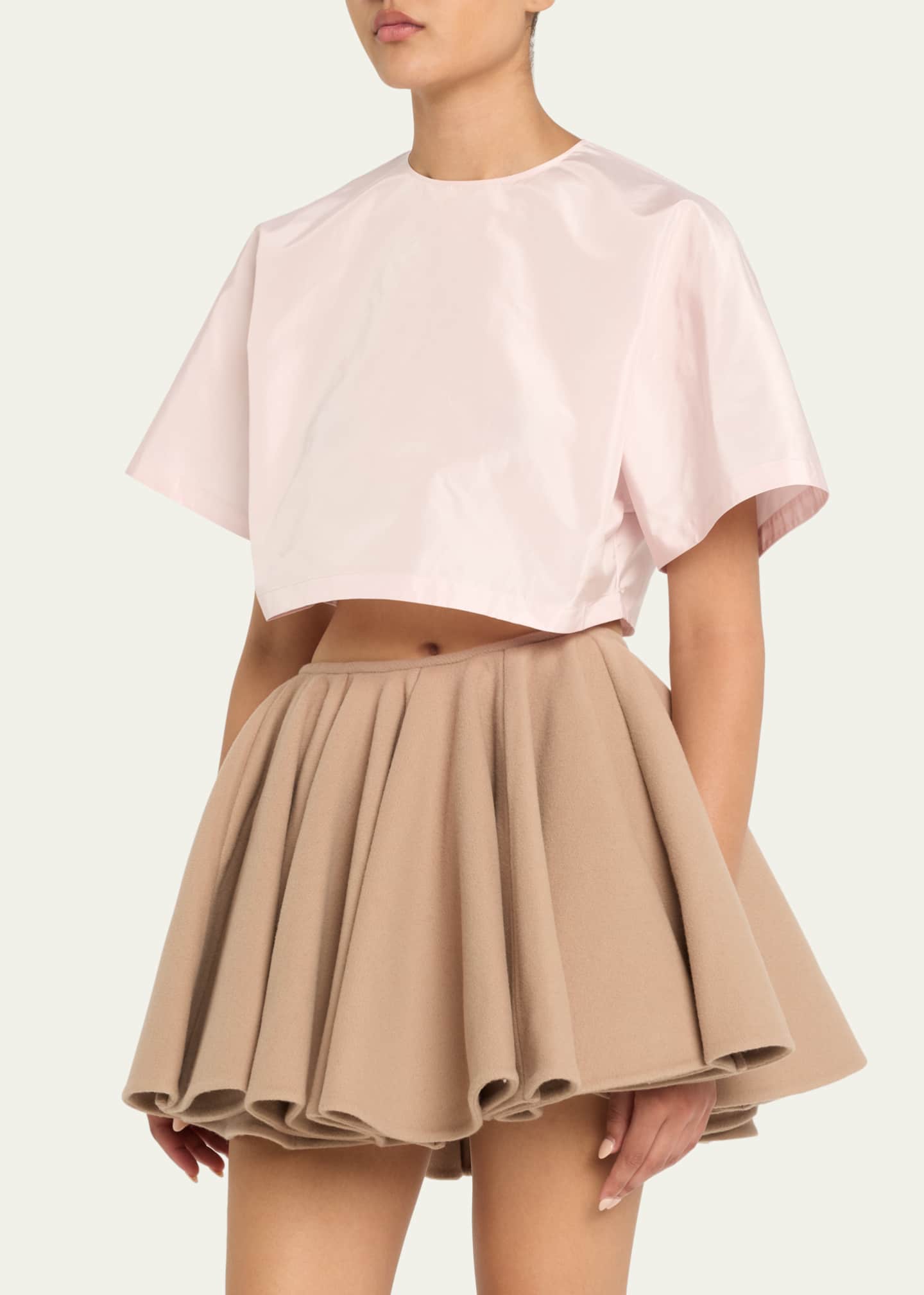 ALAIA Cropped Silk Taffeta T-Shirt Image 4 of 5