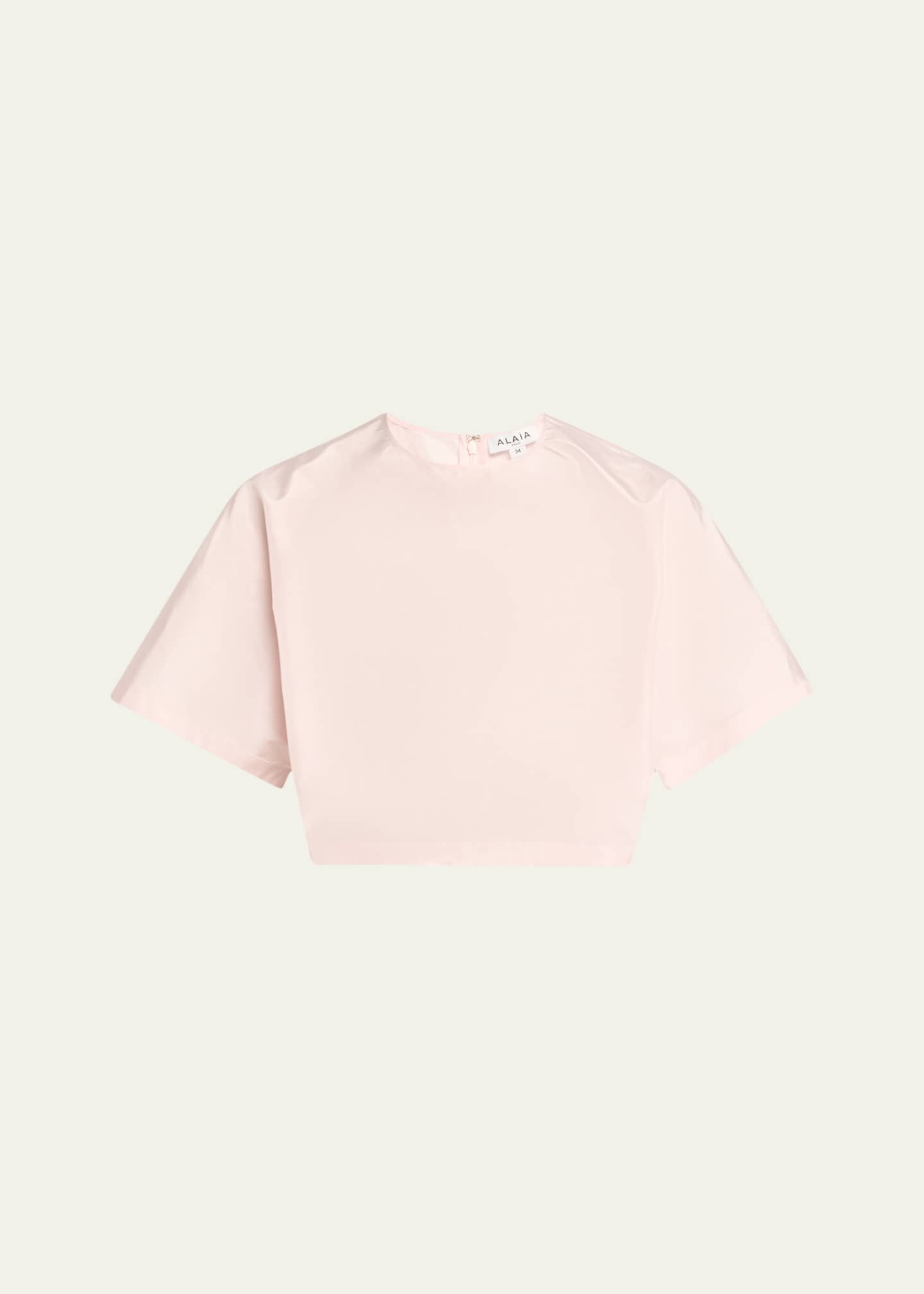 ALAIA Cropped Silk Taffeta T-Shirt Image 1 of 5