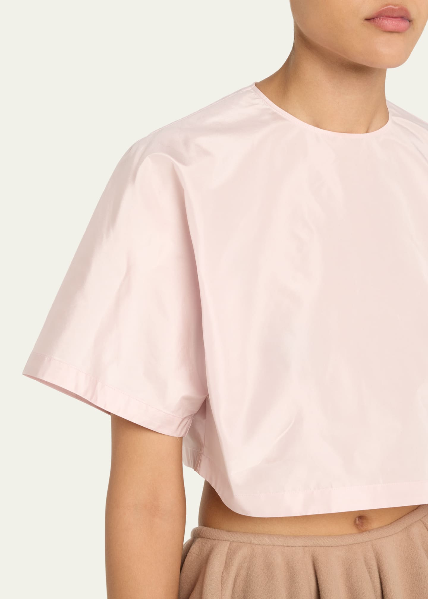 ALAIA Cropped Silk Taffeta T-Shirt Image 5 of 5