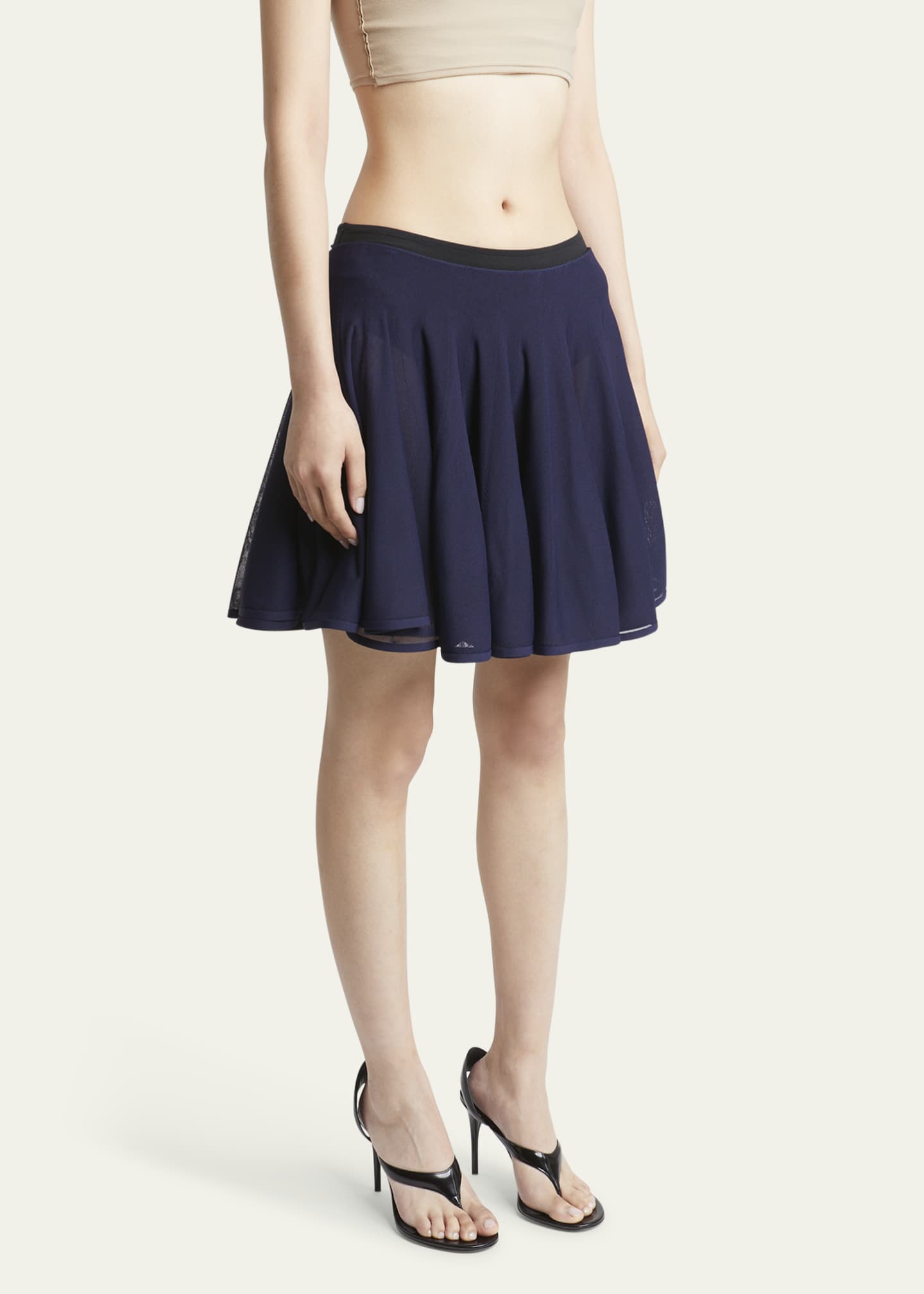 ミニスカート Alaia Skater Skirt ALAÏA DARK BLUE FINE KNIT SKATER SKIRT |ALAÏA US