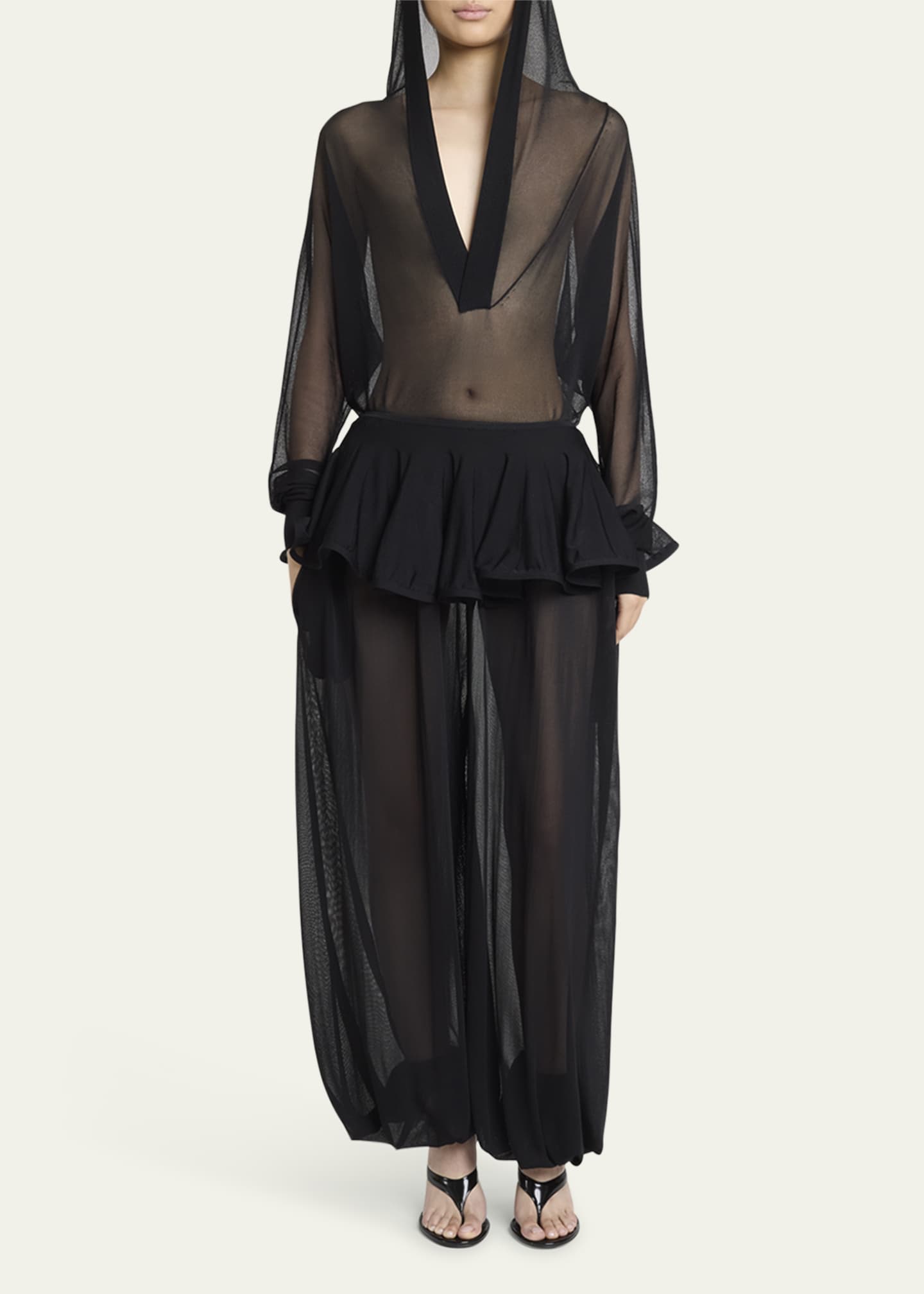 ALAIA Sheer Peplum Pants - Bergdorf Goodman
