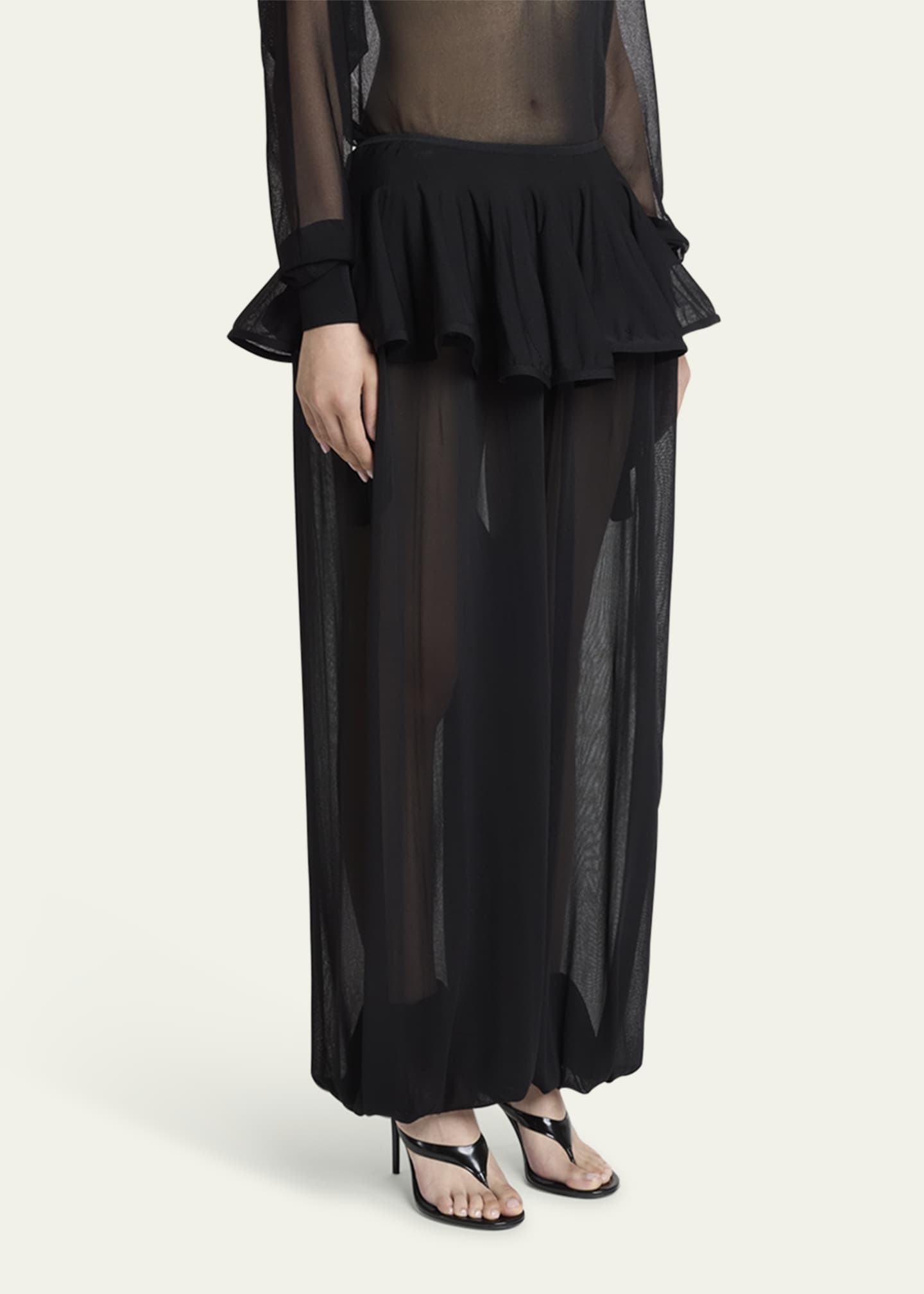 ALAIA Sheer Peplum Pants - Bergdorf Goodman