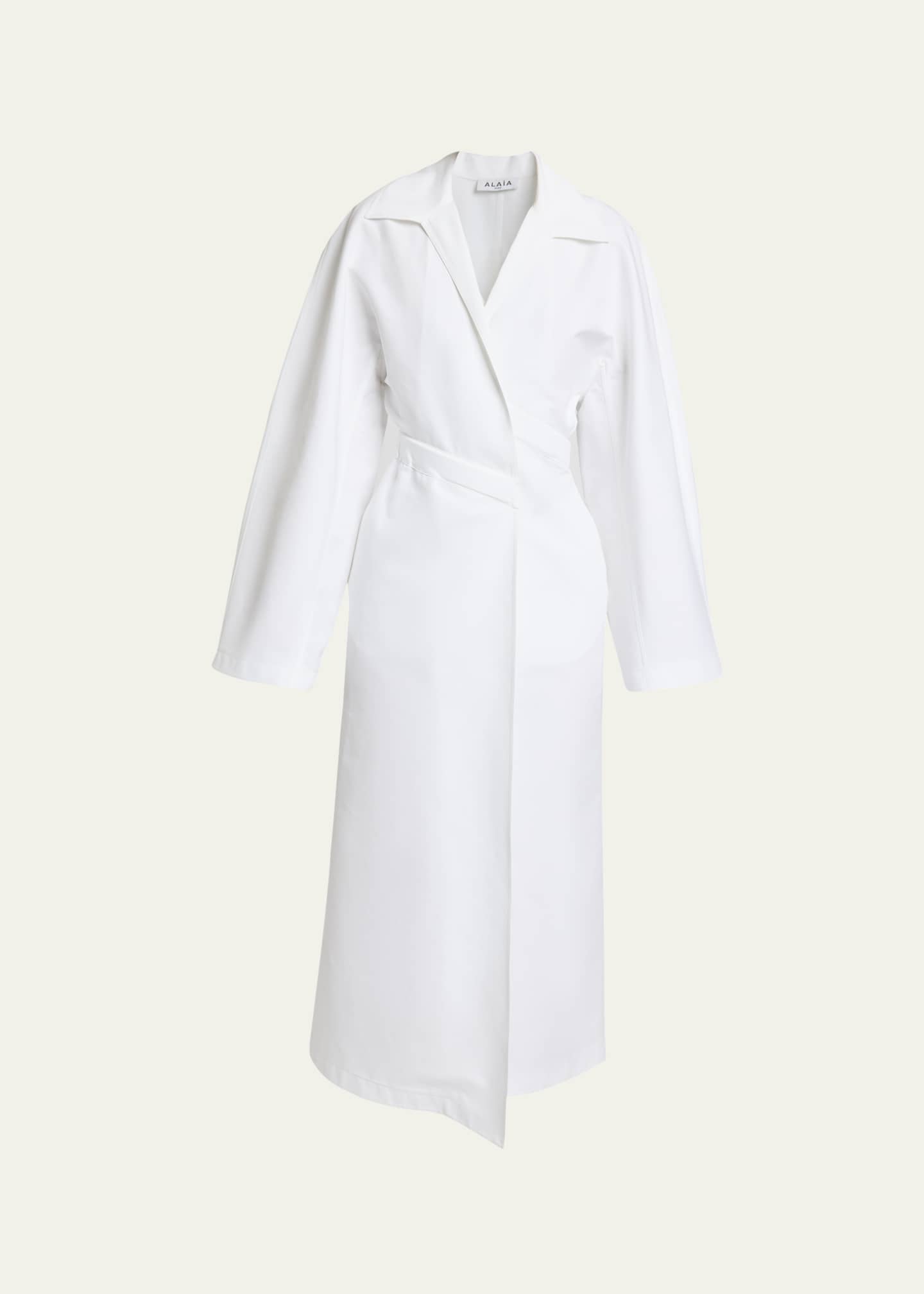 ALAIA Long Wrap Poplin Shirtdress Image 1 of 5