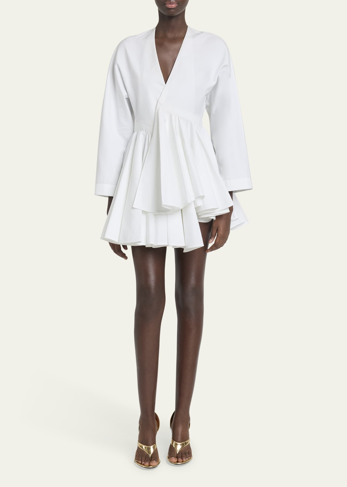 ALAIA V-Neck Asymmetric Mini Shirtdress Image 2 of 5
