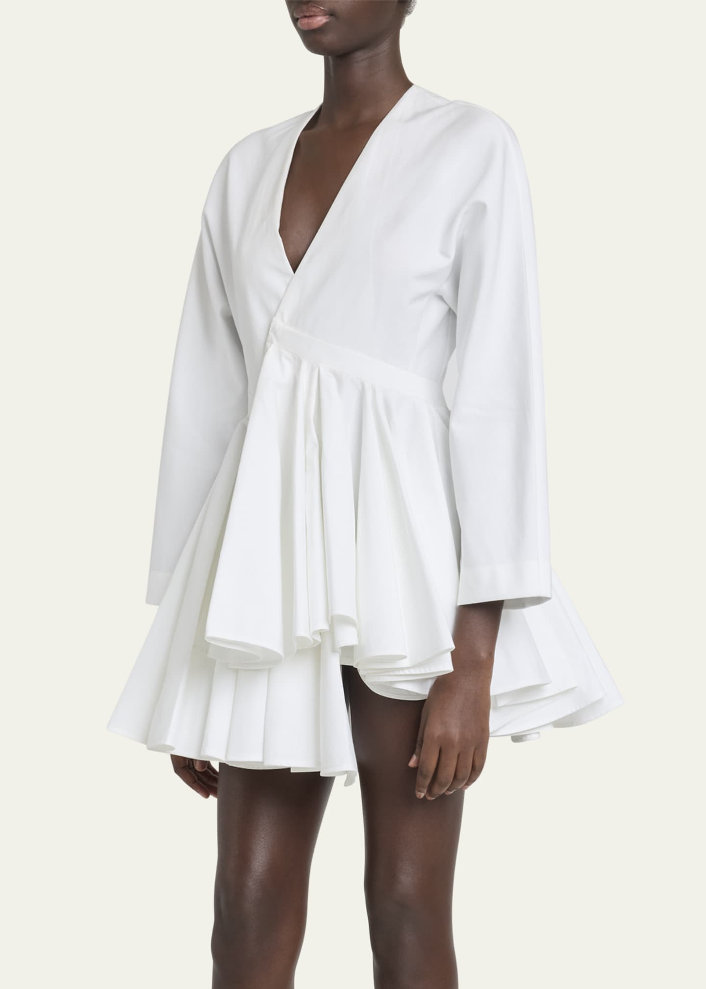 ALAIA V-Neck Asymmetric Mini Shirtdress Image 4 of 5