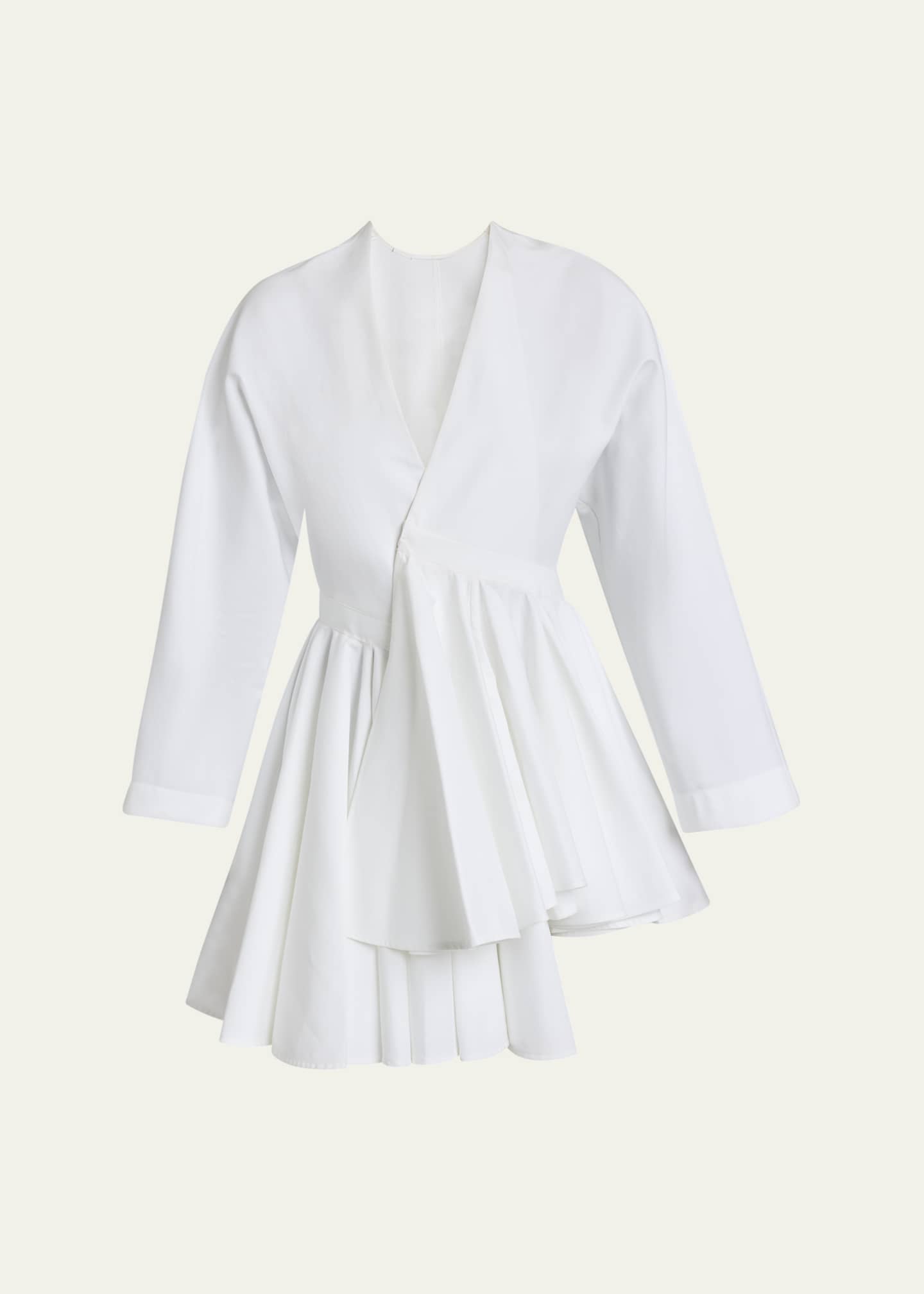 ALAIA V-Neck Asymmetric Mini Shirtdress Image 1 of 5