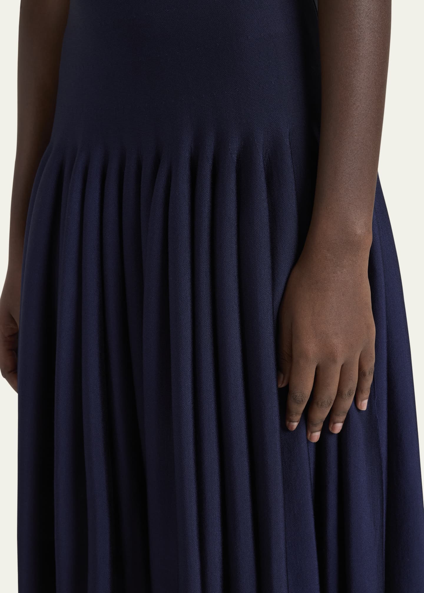 ALAIA High-Neck Pleated Knit Midi Dress Image 5 of 5