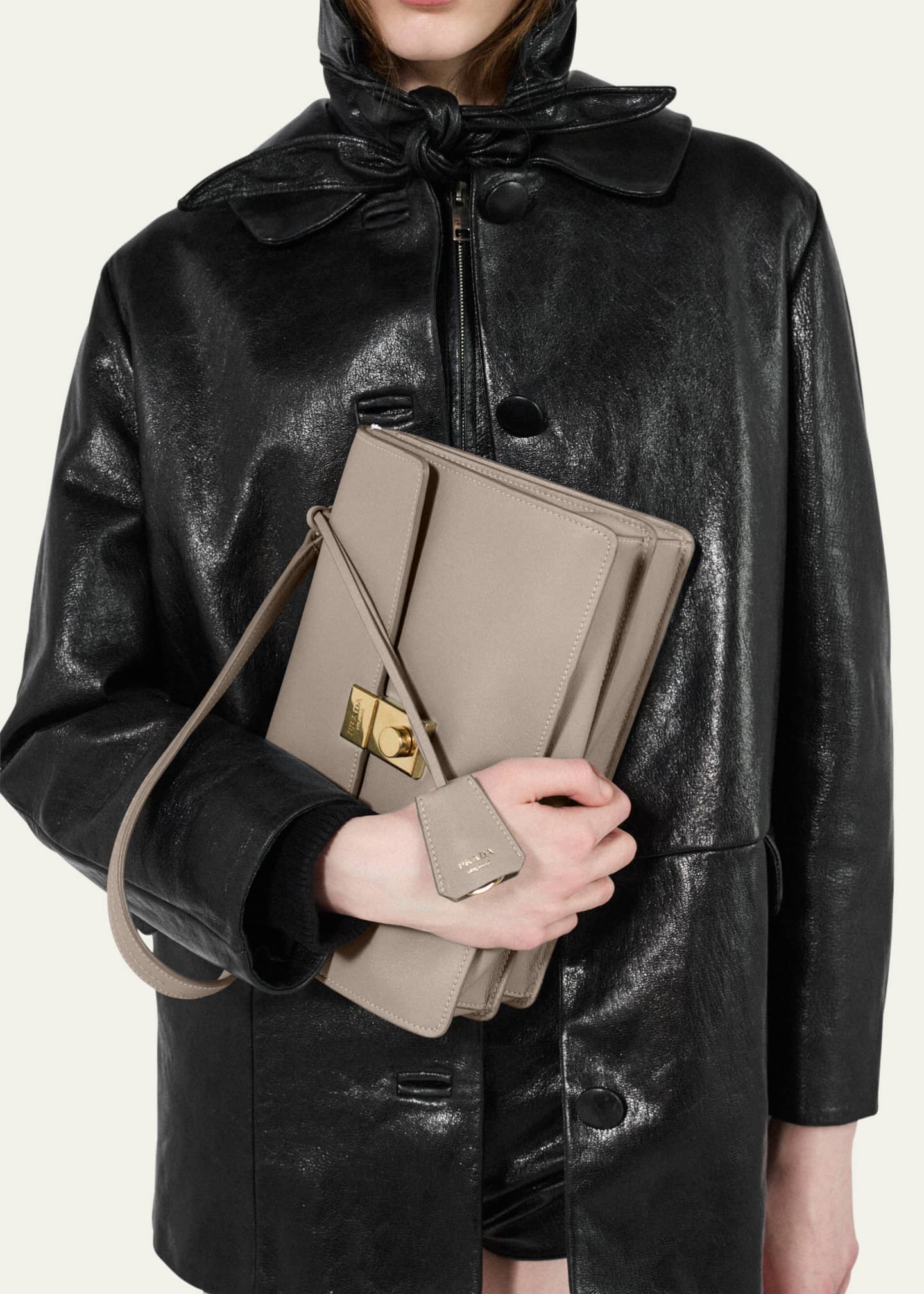 Prada Sound Medium Soft Leather Top-Handle Bag Image 2 of 5