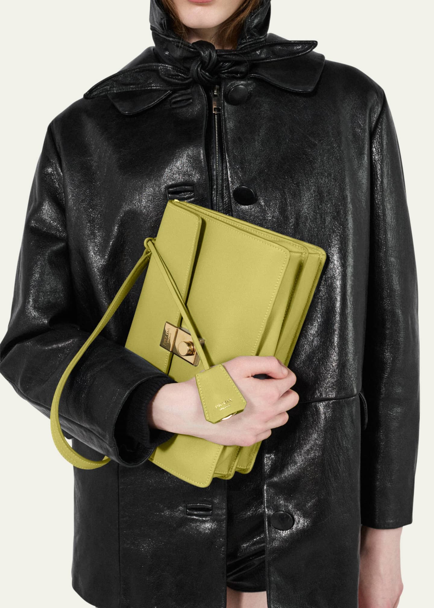 Prada Sound Medium Soft Leather Top-Handle Bag Image 2 of 5