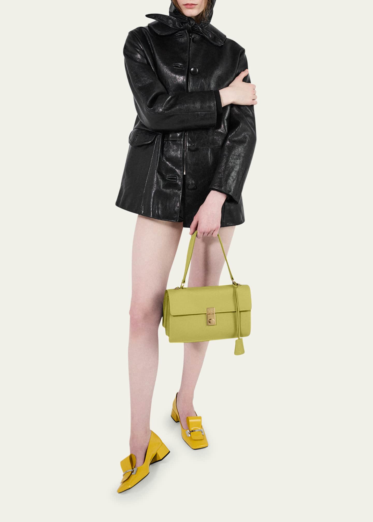 Prada Sound Medium Soft Leather Top-Handle Bag Image 5 of 5
