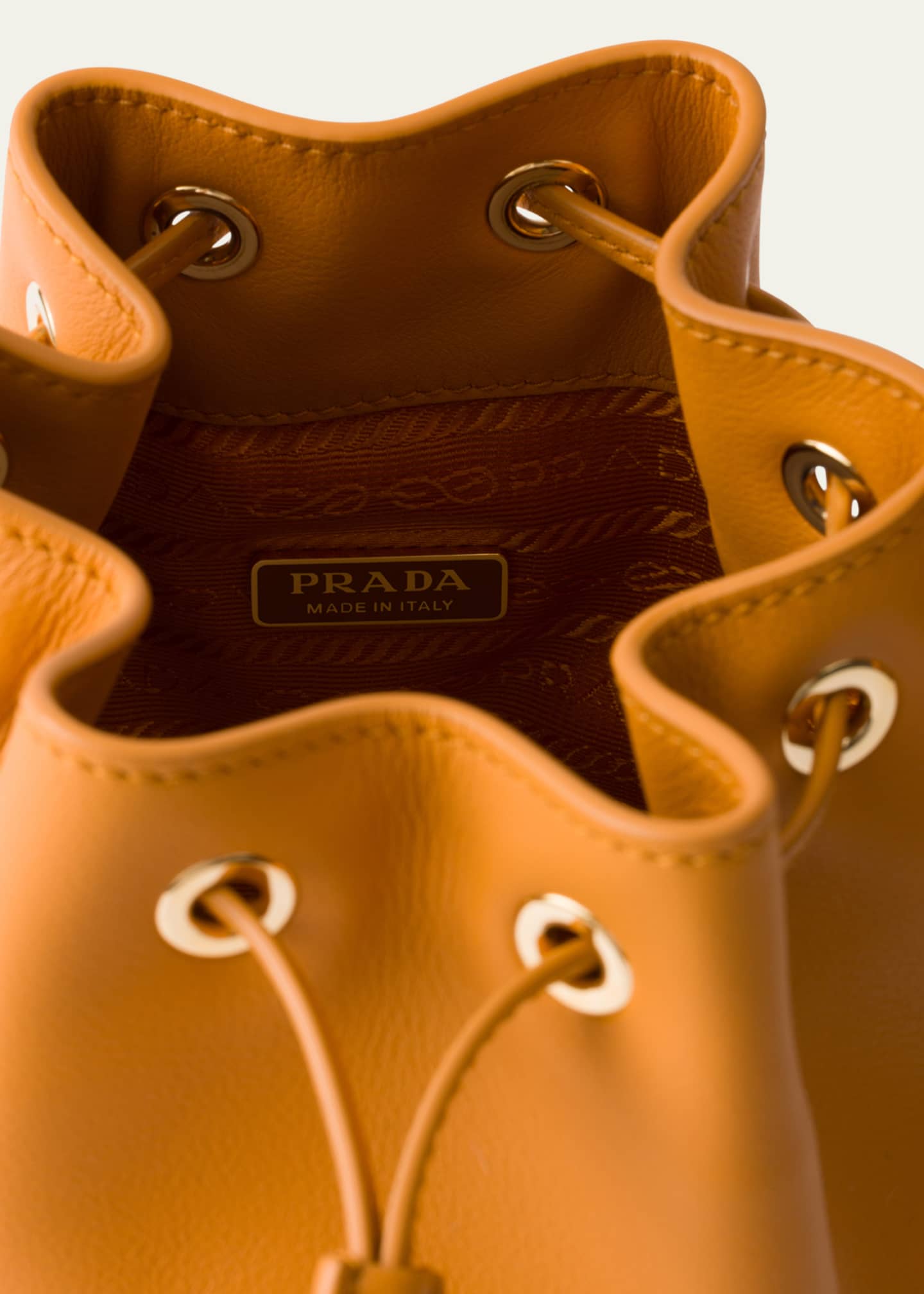 Prada Flou Drawstring Leather Bucket Bag Image 3 of 3