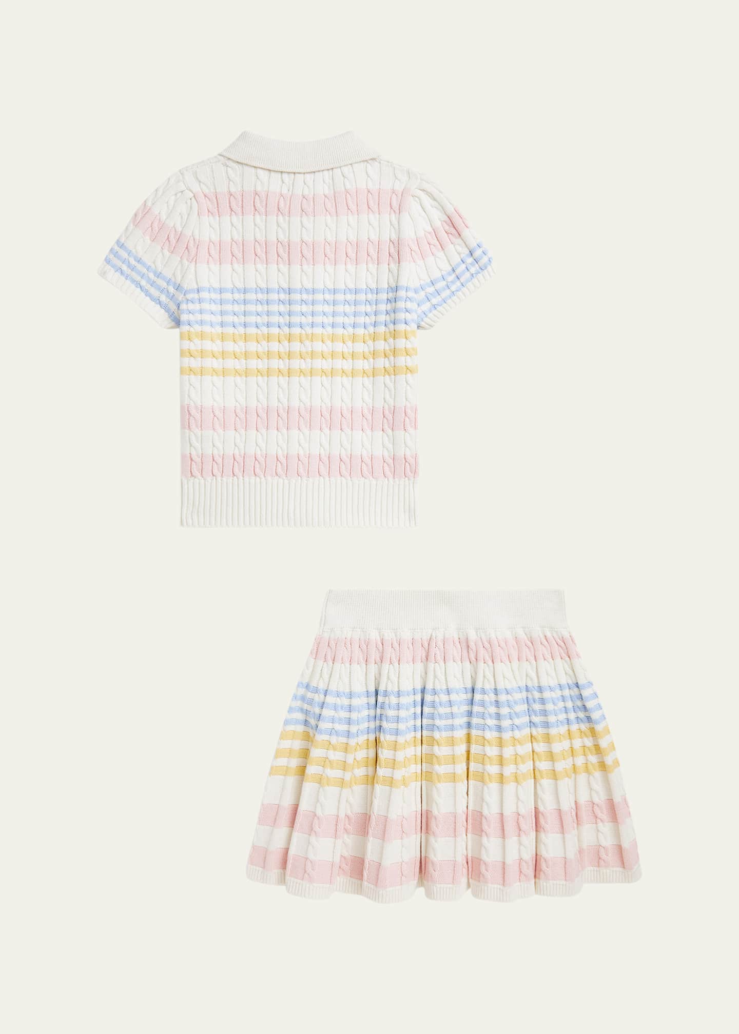 Ralph Lauren Childrenswear Girl's Two-Piece Stripe Cardigan and Skirt Set, Size 2-6X Image 2 of 2