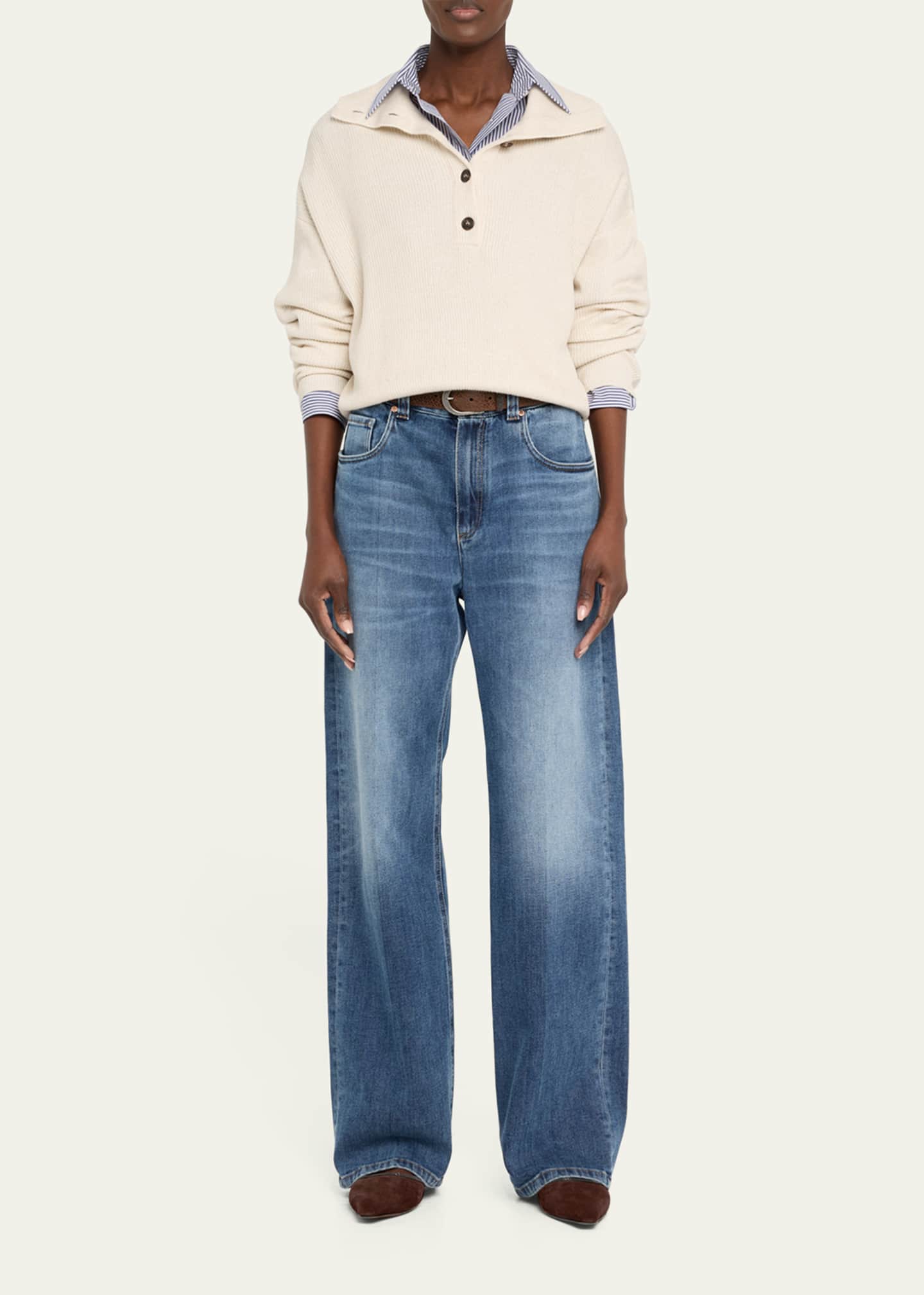 Brunello Cucinelli Suede Monili Ballerina Mules Image 3 of 6