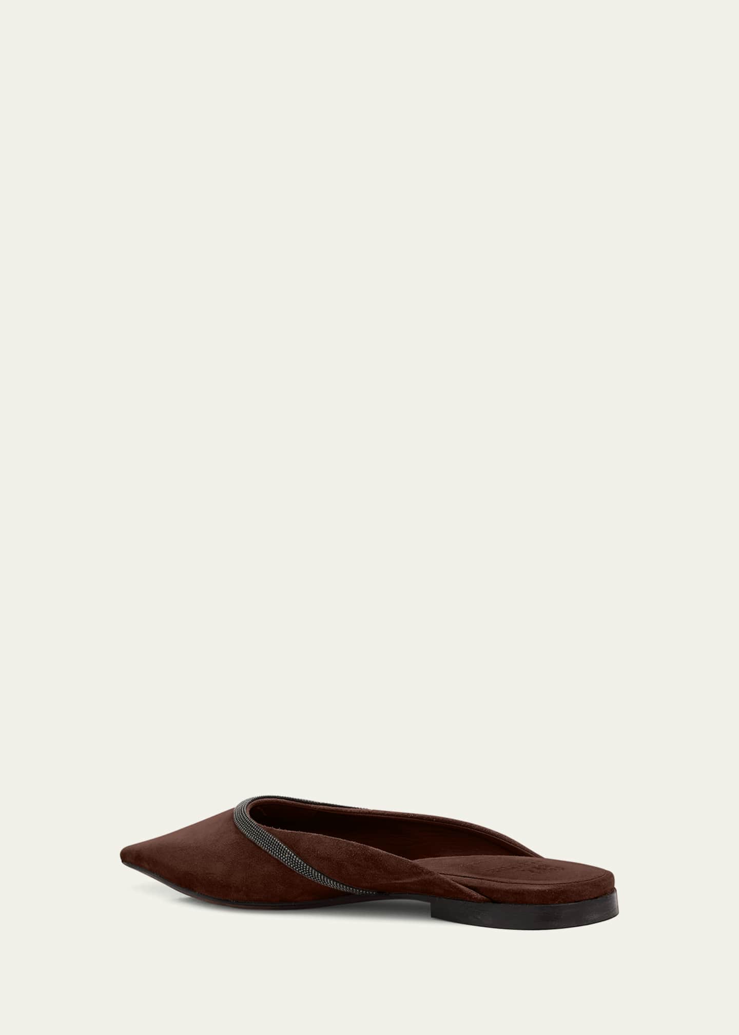 Brunello Cucinelli Suede Monili Ballerina Mules Image 4 of 6