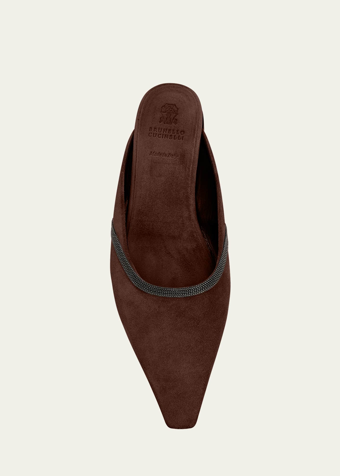 Brunello Cucinelli Suede Monili Ballerina Mules Image 6 of 6