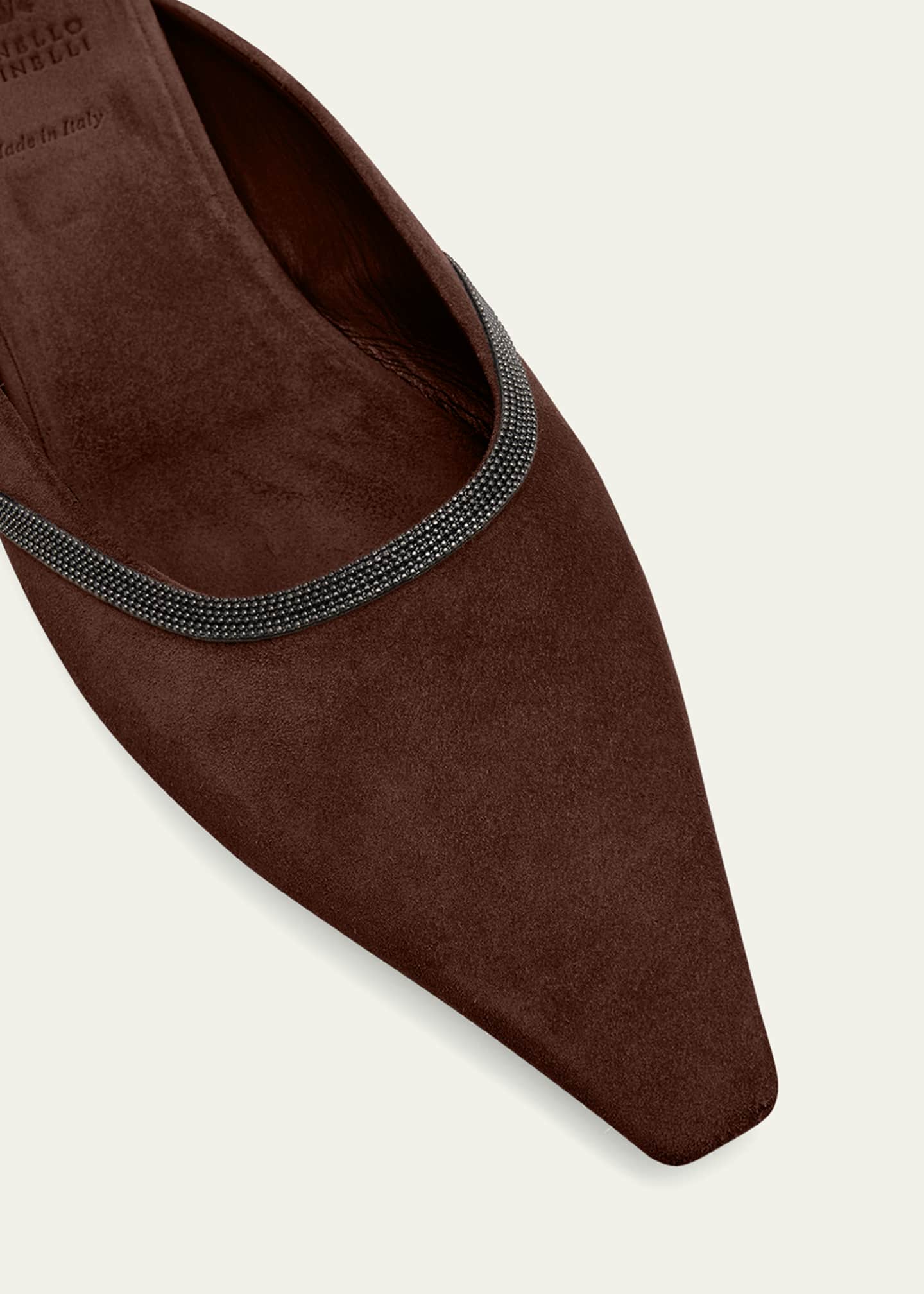 Brunello Cucinelli Suede Monili Ballerina Mules Image 5 of 6