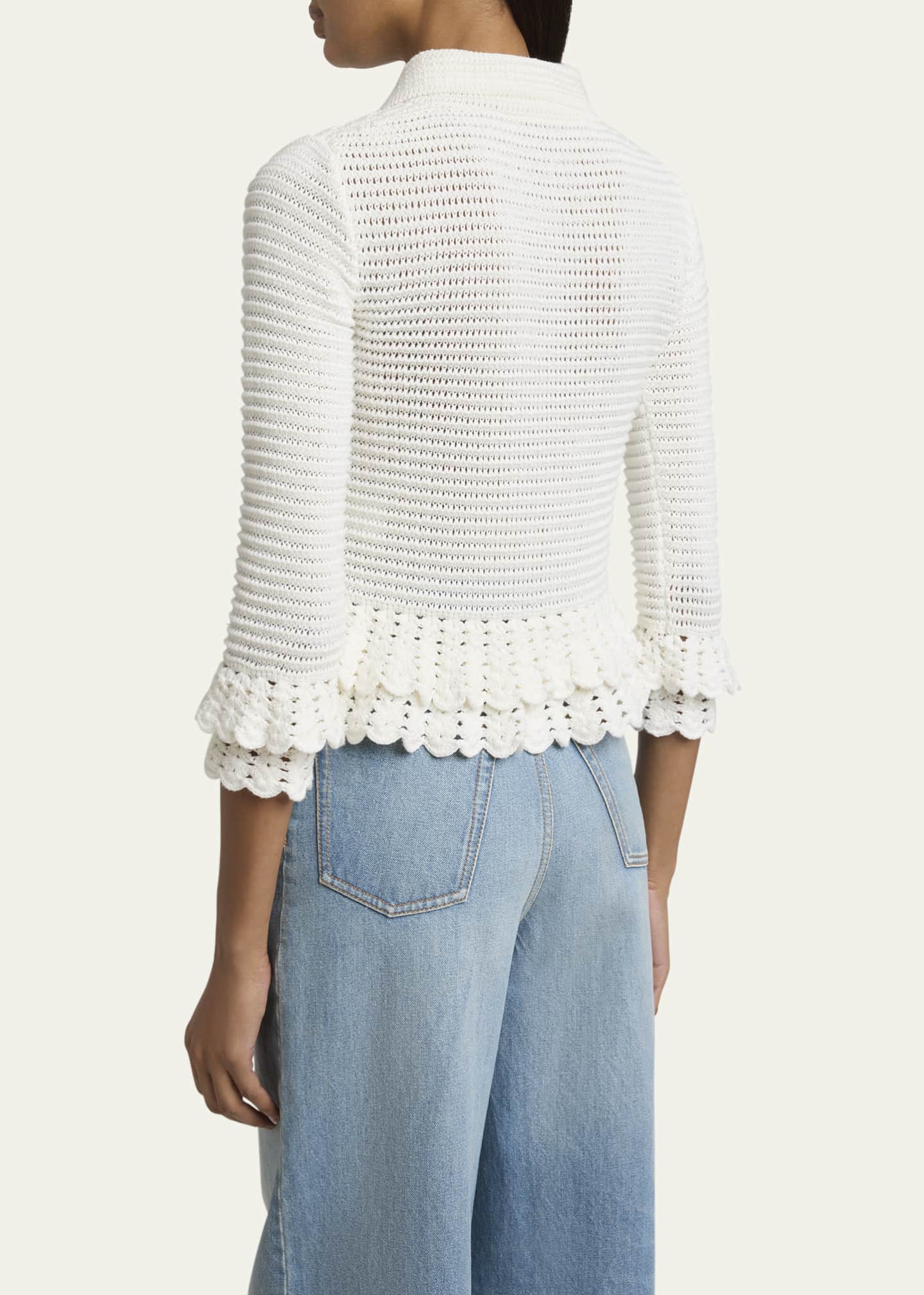 Chloe Scalloped Ruffle Collared Cardigan Image 3 of 5
